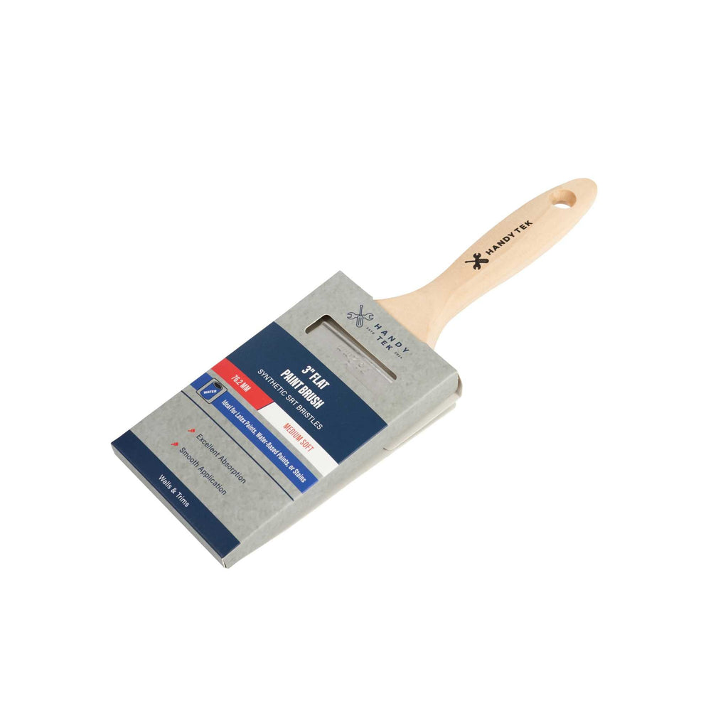 Handy Tek Synthetic Polyester Paint Brush - Flat, Beaver Tail - 3" - 72 count box