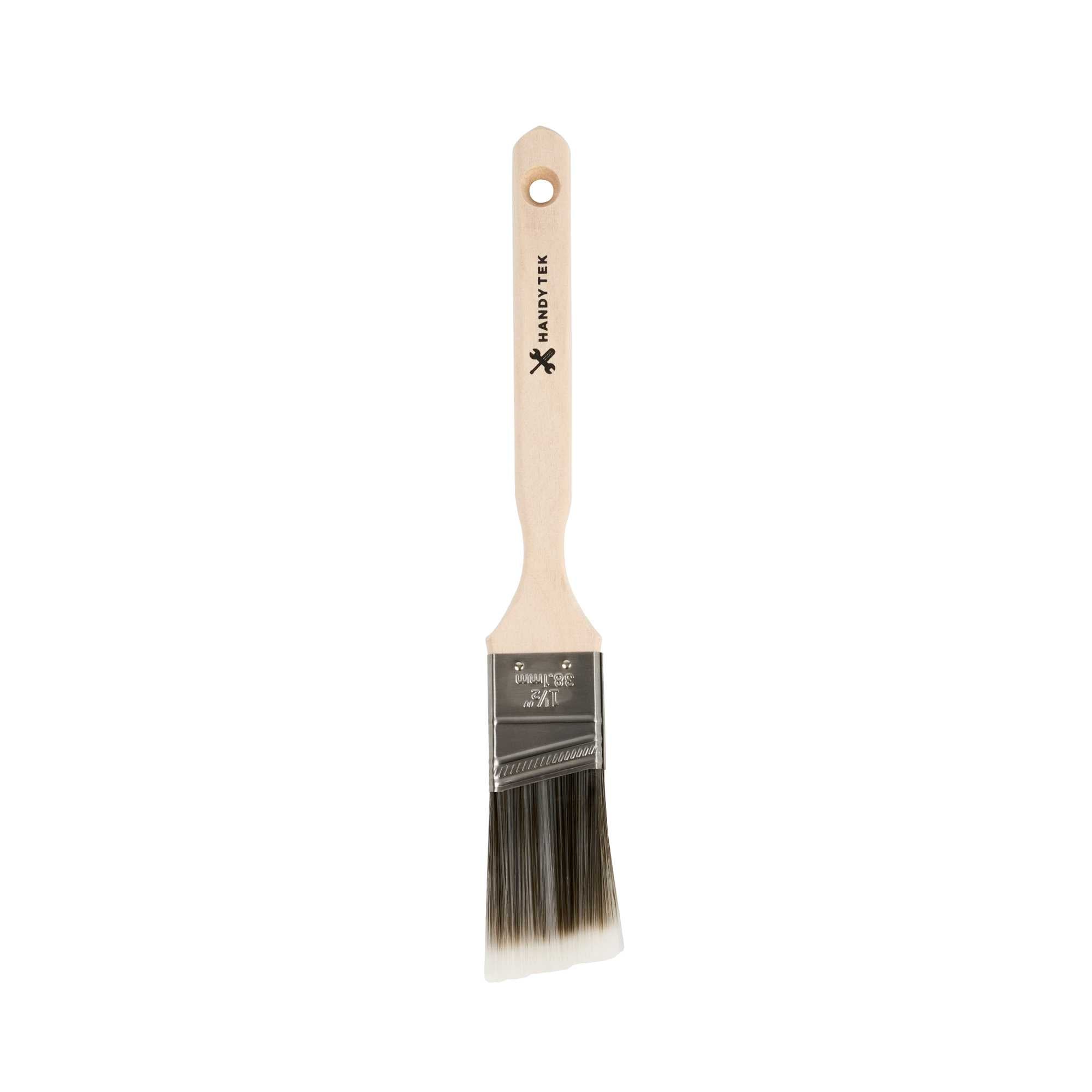 Handy Tek Synthetic Polyester Paint Brush - Angled, Long Handle - 1 1/2" - 6 count box