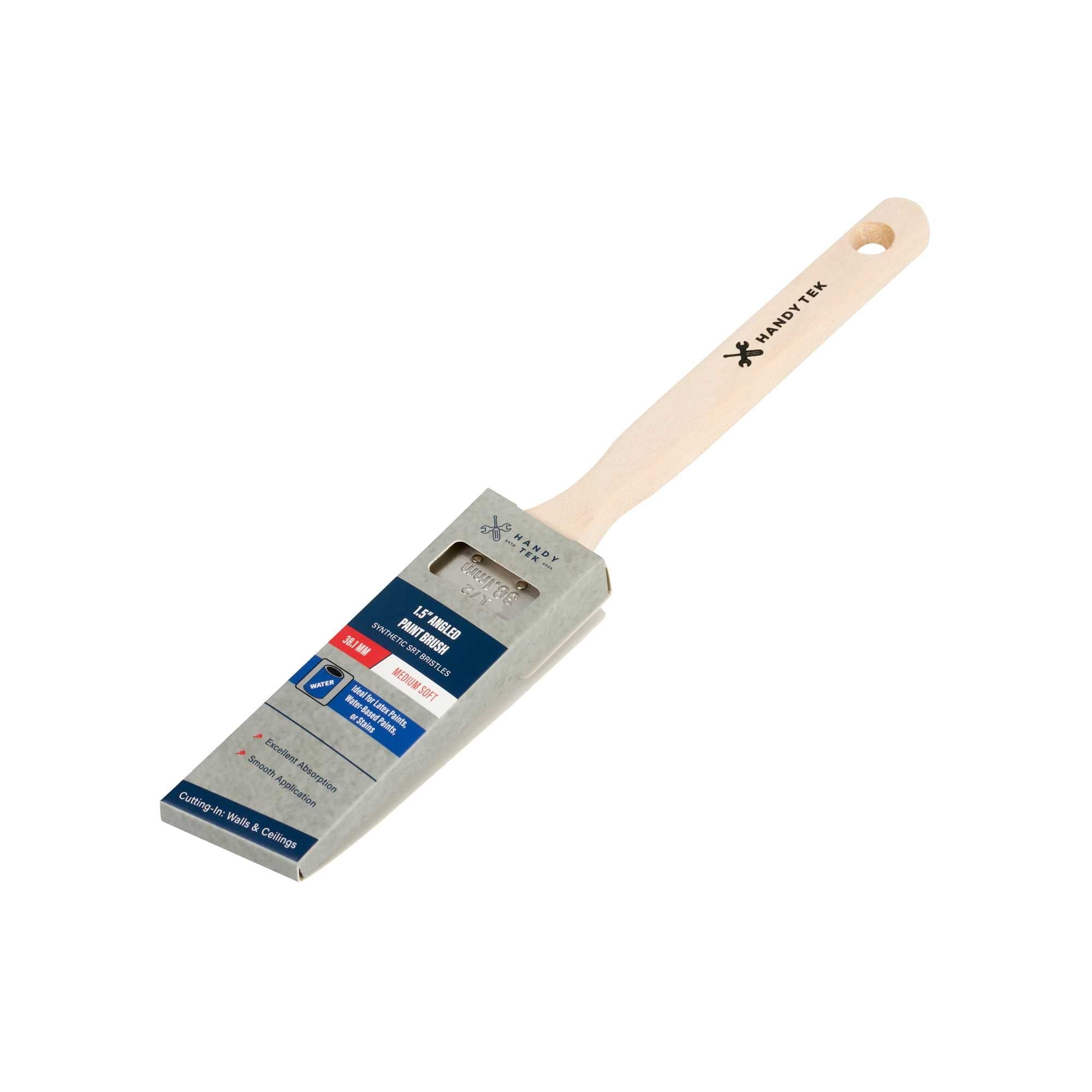 Handy Tek Synthetic Polyester Paint Brush - Angled, Long Handle - 1 1/2" - 1 count box