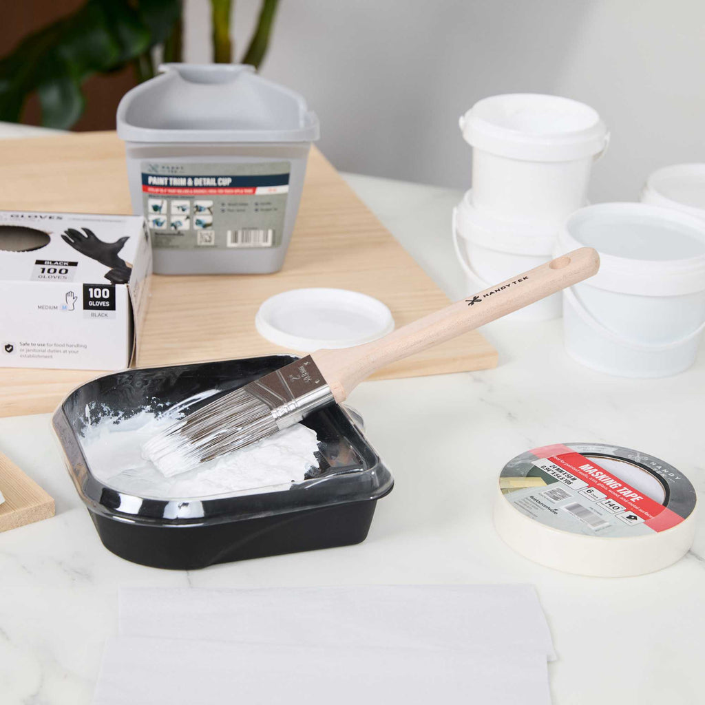 Handy Tek Synthetic Polyester Paint Brush - Angled, Long Handle - 2" - 1 count box