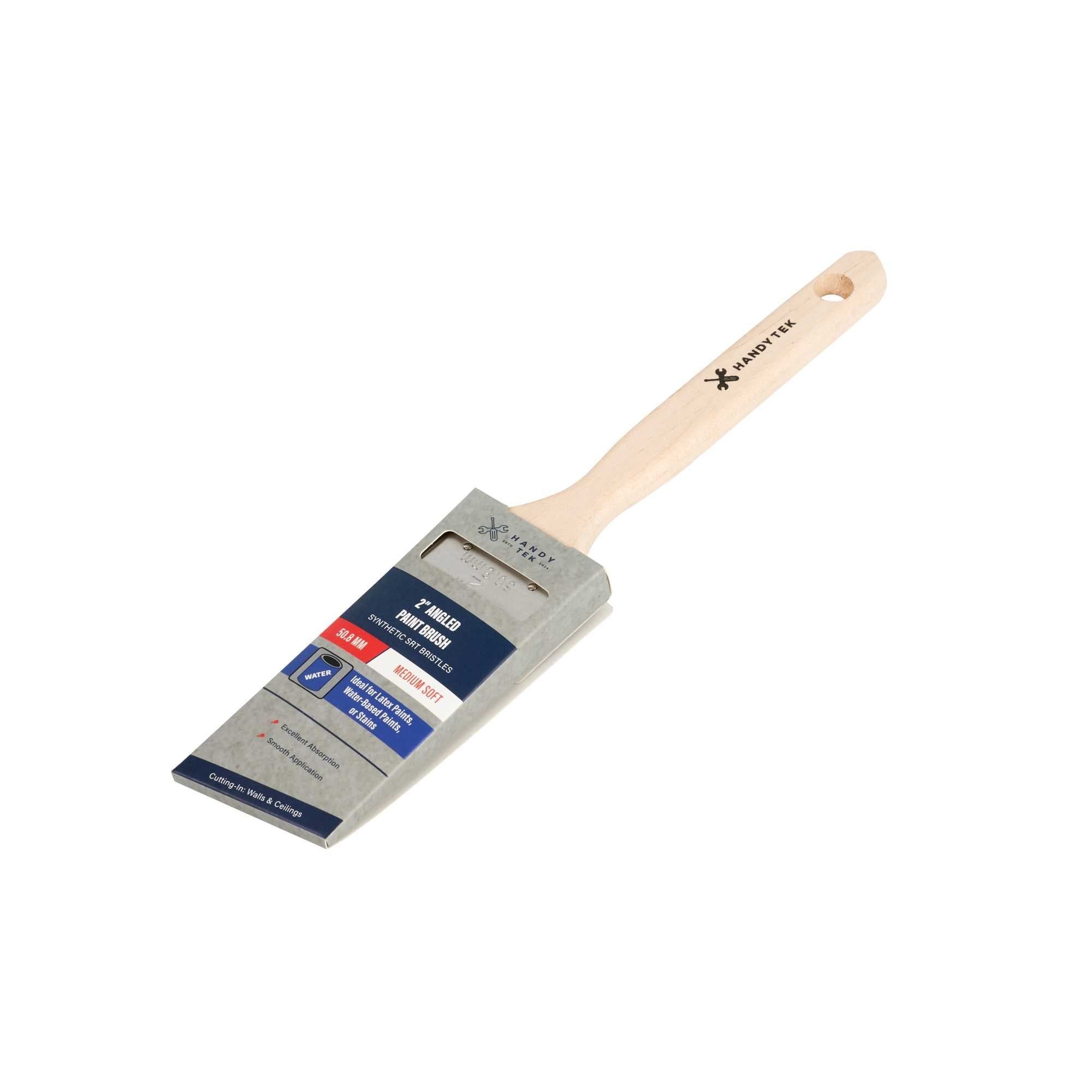 Handy Tek Synthetic Polyester Paint Brush - Angled, Long Handle - 2" - 72 count box
