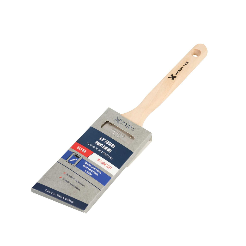 Handy Tek Synthetic Polyester Paint Brush - Angled, Long Handle - 2 1/2" - 72 count box