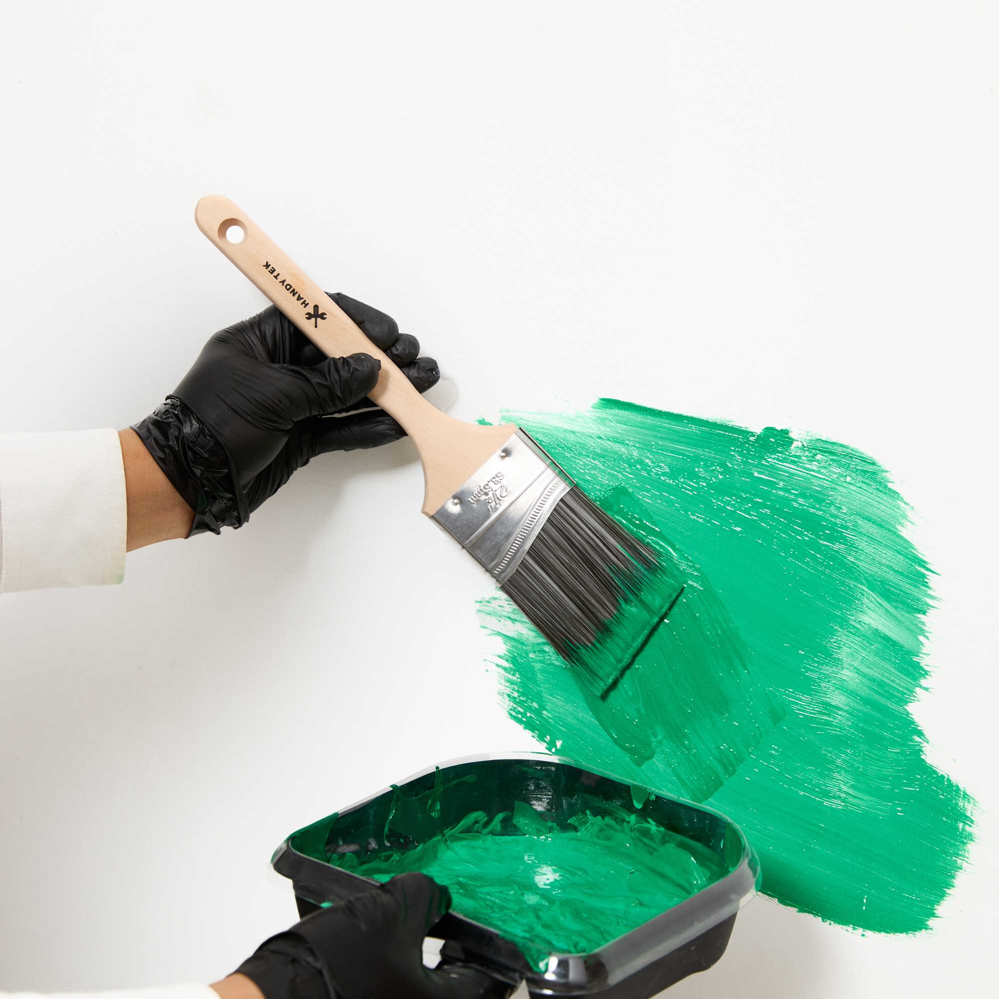 Handy Tek Synthetic Polyester Paint Brush - Angled, Long Handle - 2 1/2" - 72 count box