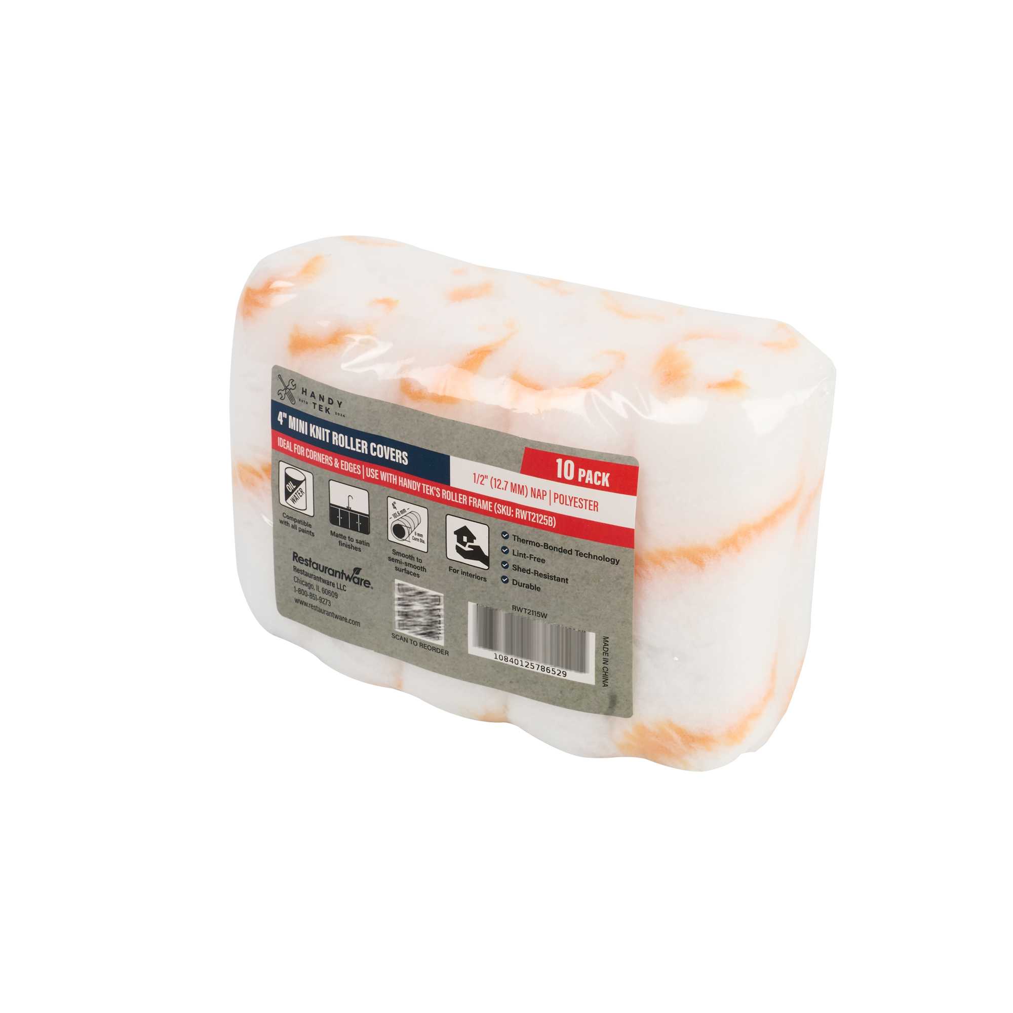 Handy Tek Knit Roller Cover - Shed-Resistant, with 1/2" Nap - 4" - 10 count box