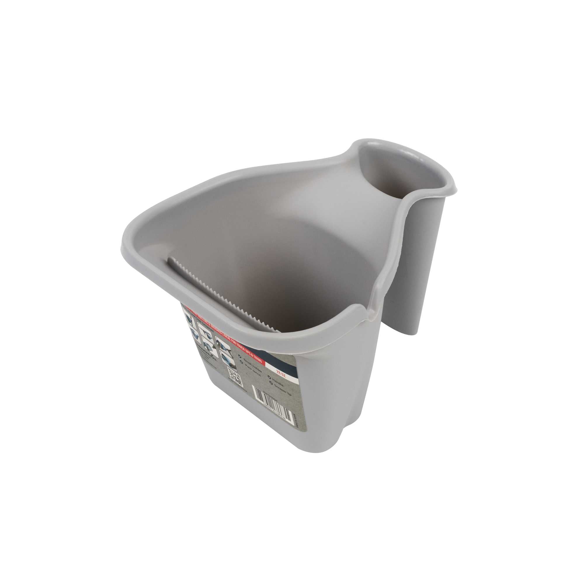 Handy Tek 28 oz Gray Plastic Paint Cup - with Brush Holder - 7 1/2" x 5 1/2" x 5" - 1 count box