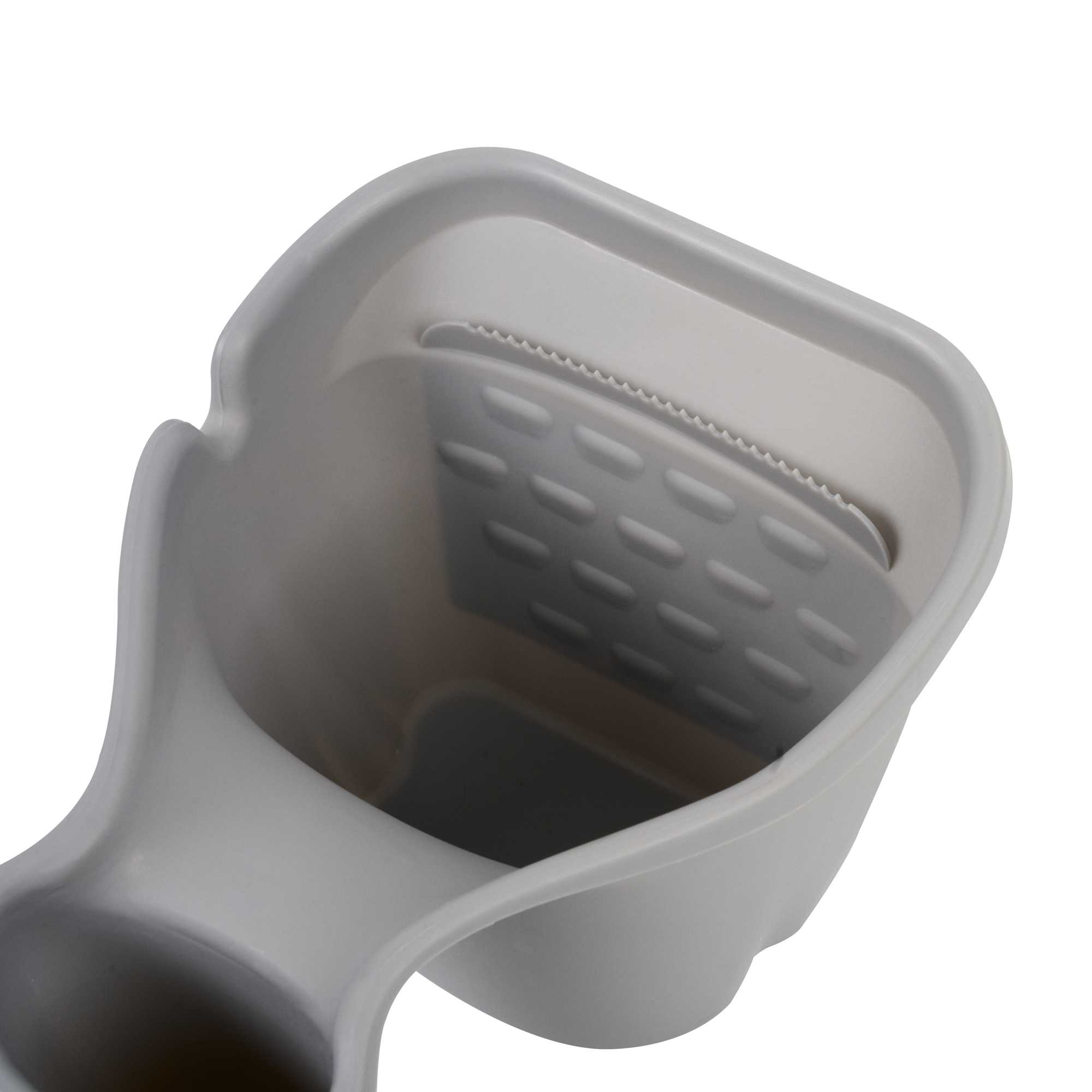 Handy Tek 28 oz Gray Plastic Paint Cup - with Brush Holder - 7 1/2" x 5 1/2" x 5" - 1 count box