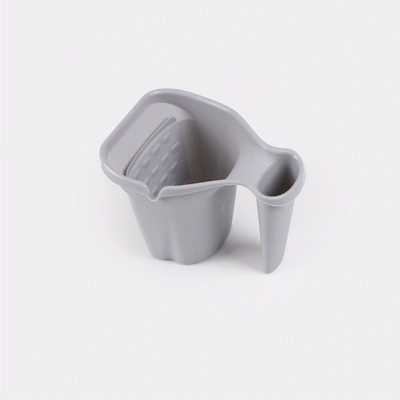 Handy Tek 28 oz Gray Plastic Paint Cup - with Brush Holder - 7 1/2" x 5 1/2" x 5" - 24 count box