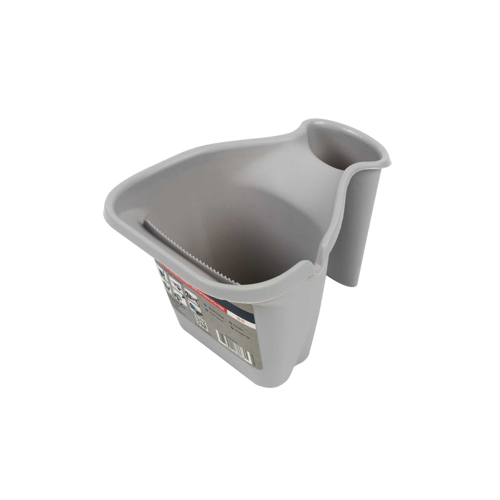 Handy Tek 28 oz Gray Plastic Paint Cup - with Brush Holder - 7 1/2" x 5 1/2" x 5" - 24 count box