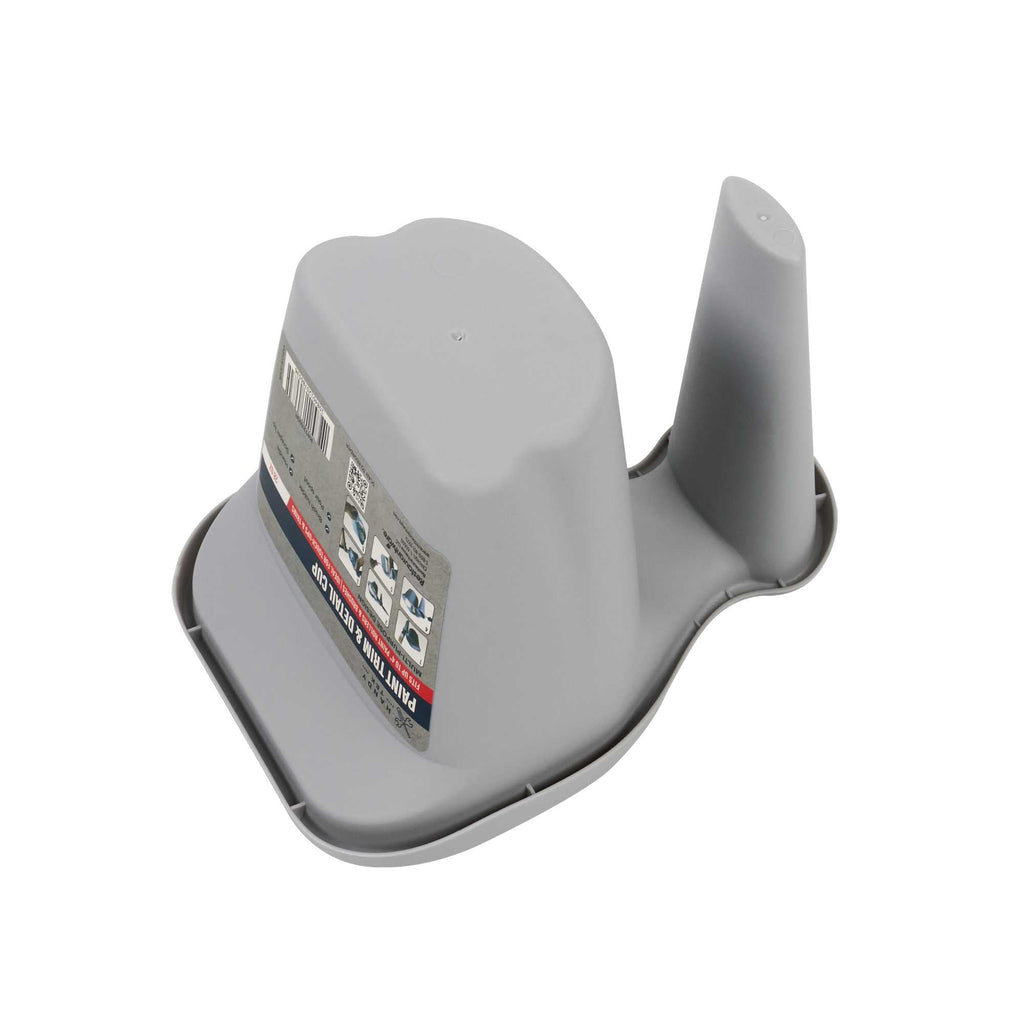 Handy Tek 28 oz Gray Plastic Paint Cup - with Brush Holder - 7 1/2" x 5 1/2" x 5" - 24 count box