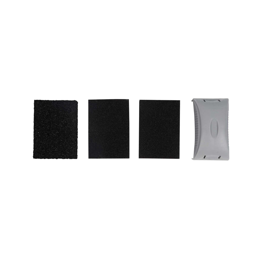 Handy Tek Assorted Grit Sanding Sponge Set - 4-Piece, Flat Edges, with Handle - 4 1/4" x 2 3/4" x 4 1/2" - 6 count box