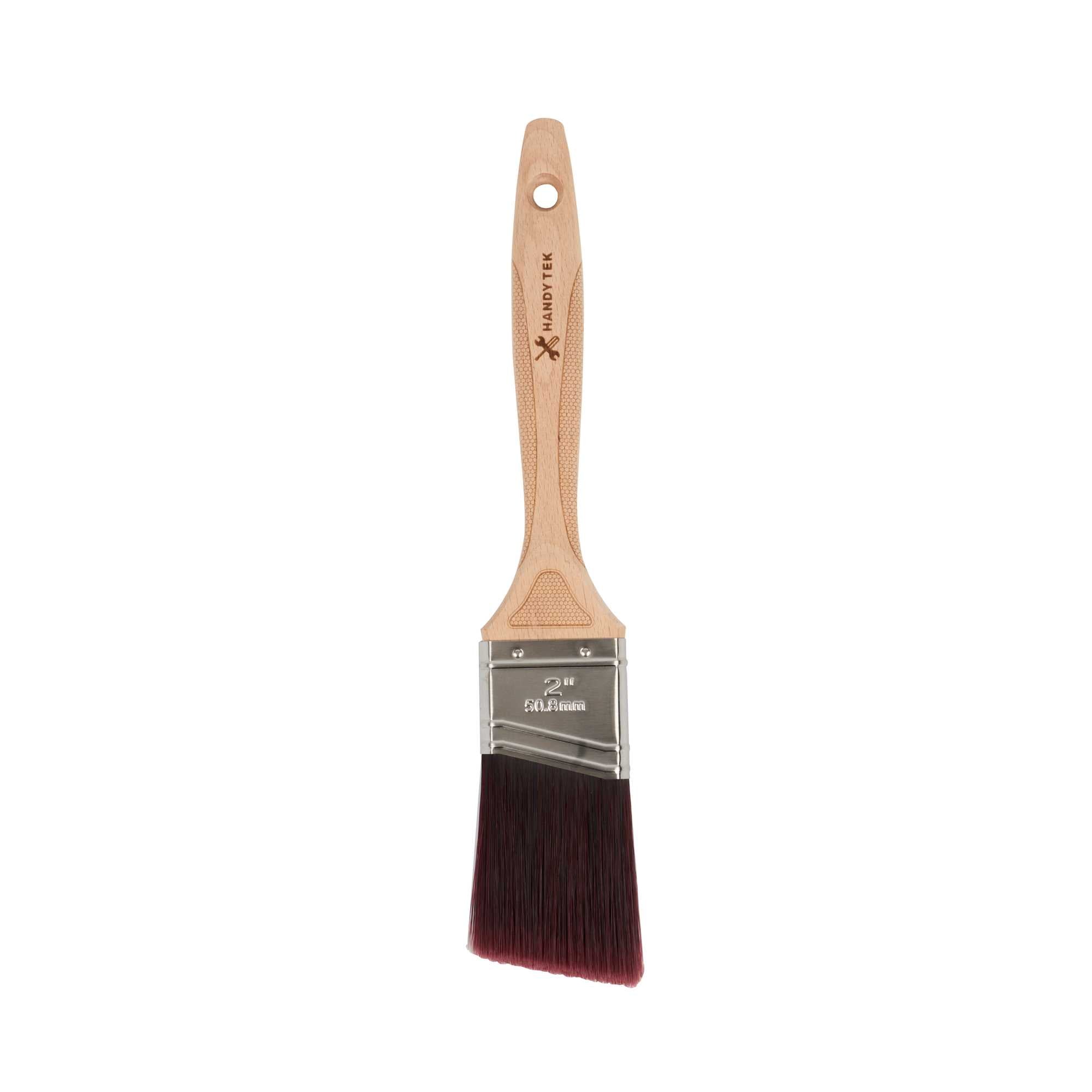 Handy Tek Polyester Paint Brush - Angled, Soft Tip, Textured Handle - 2" - 12 count box