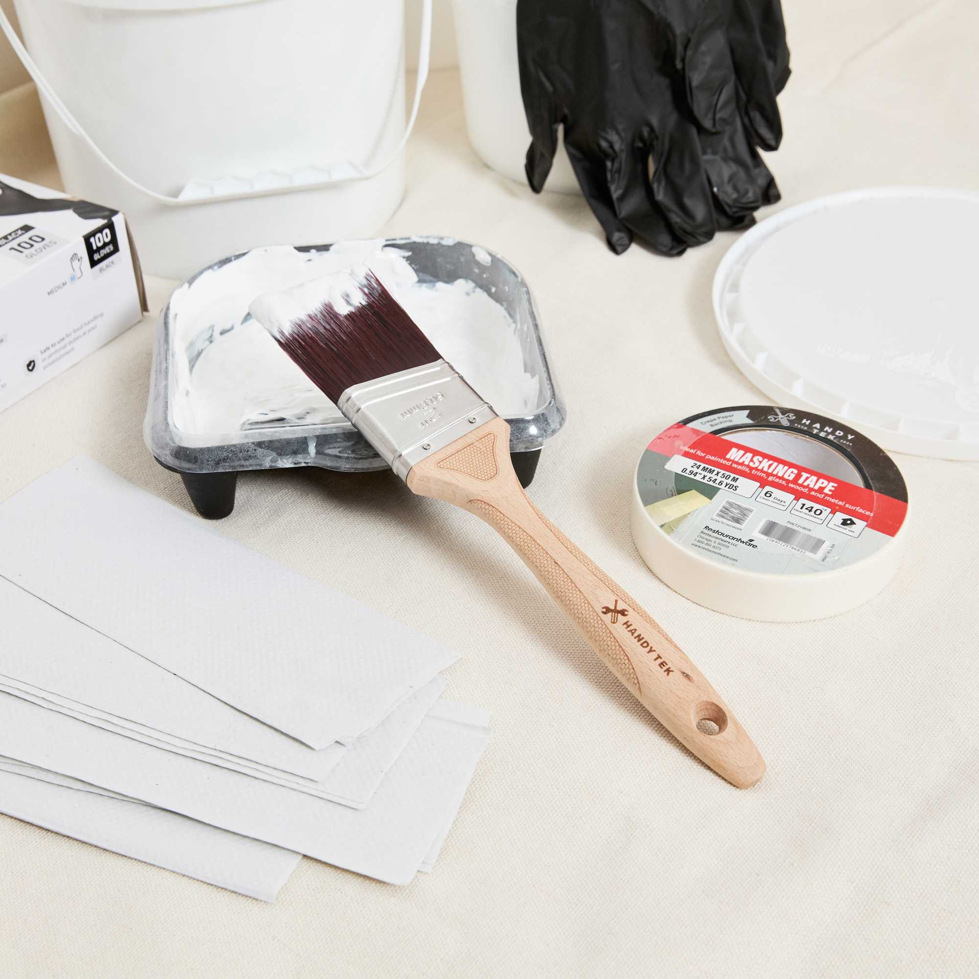 Handy Tek Polyester Paint Brush - Angled, Soft Tip, Textured Handle - 2" - 12 count box