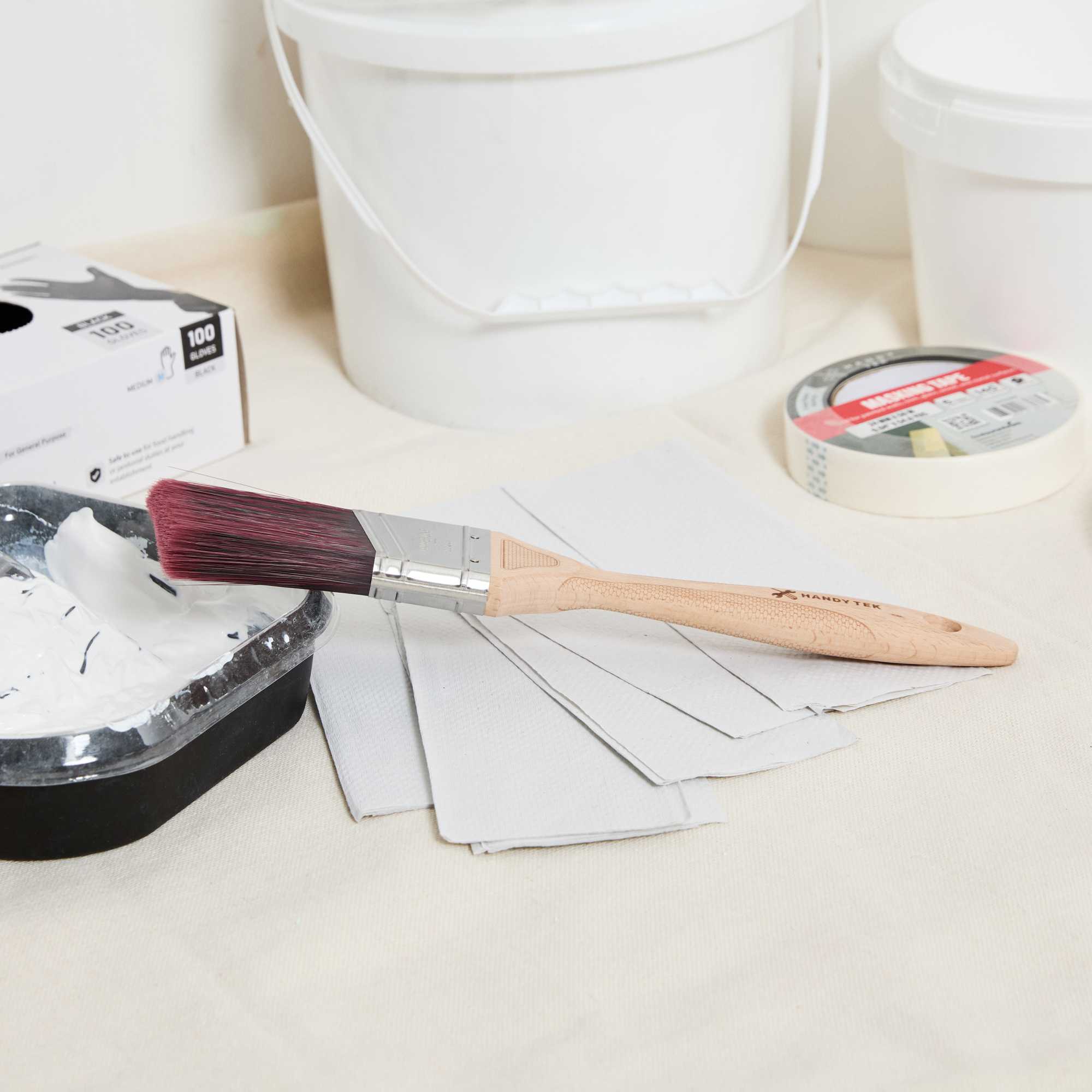 Handy Tek Polyester Paint Brush - Angled, Soft Tip, Textured Handle - 2" - 12 count box