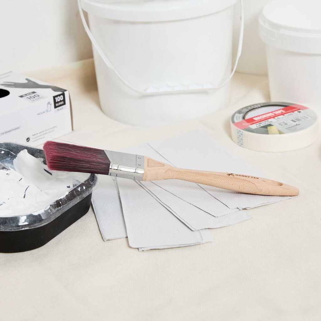 Handy Tek Polyester Paint Brush - Angled, Soft Tip, Textured Handle - 2" - 1 count box