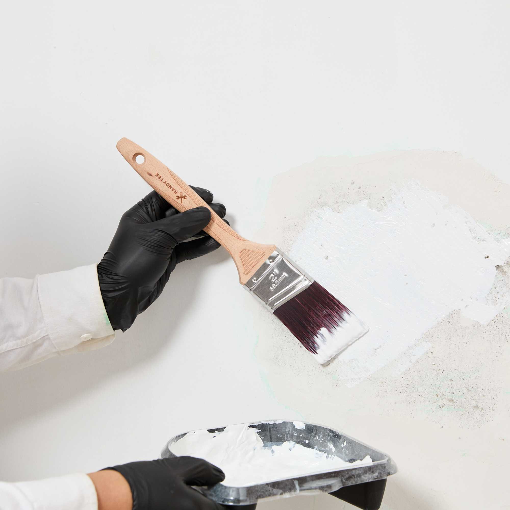 Handy Tek Polyester Paint Brush - Angled, Soft Tip, Textured Handle - 2" - 72 count box