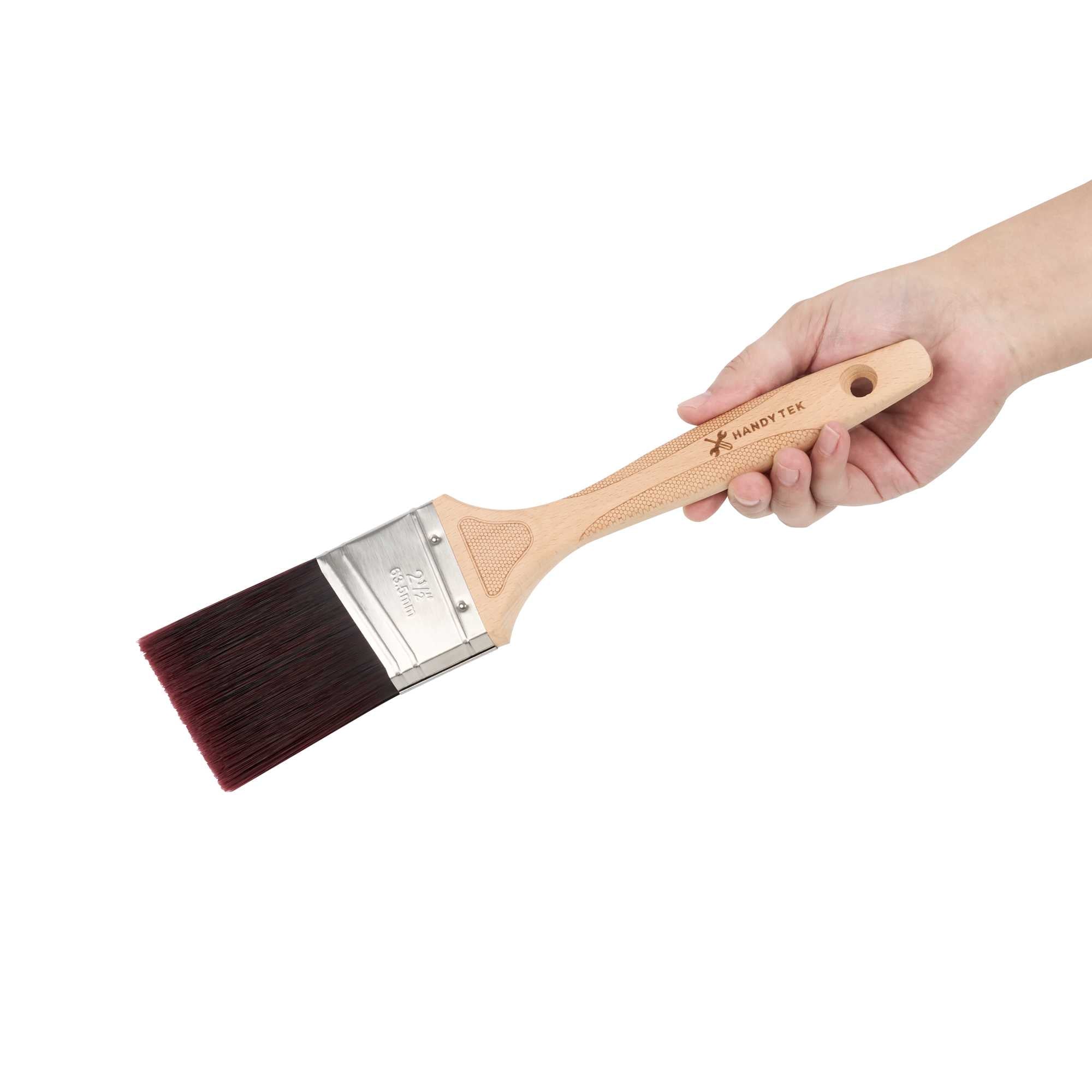 Handy Tek Polyester Paint Brush - Angled, Soft Tip, Textured Handle - 2 1/2" - 12 count box
