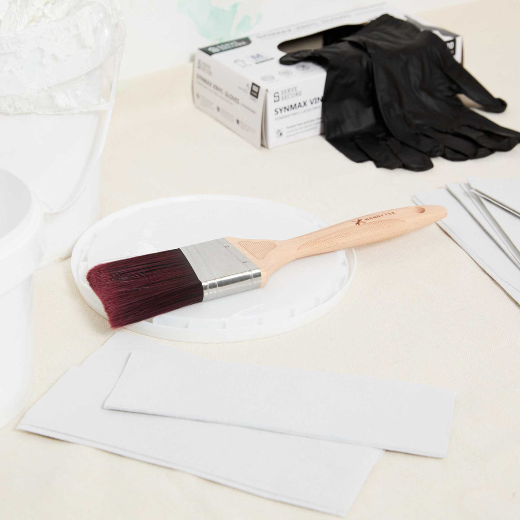 Handy Tek Polyester Paint Brush - Angled, Soft Tip, Textured Handle - 2 1/2" - 12 count box