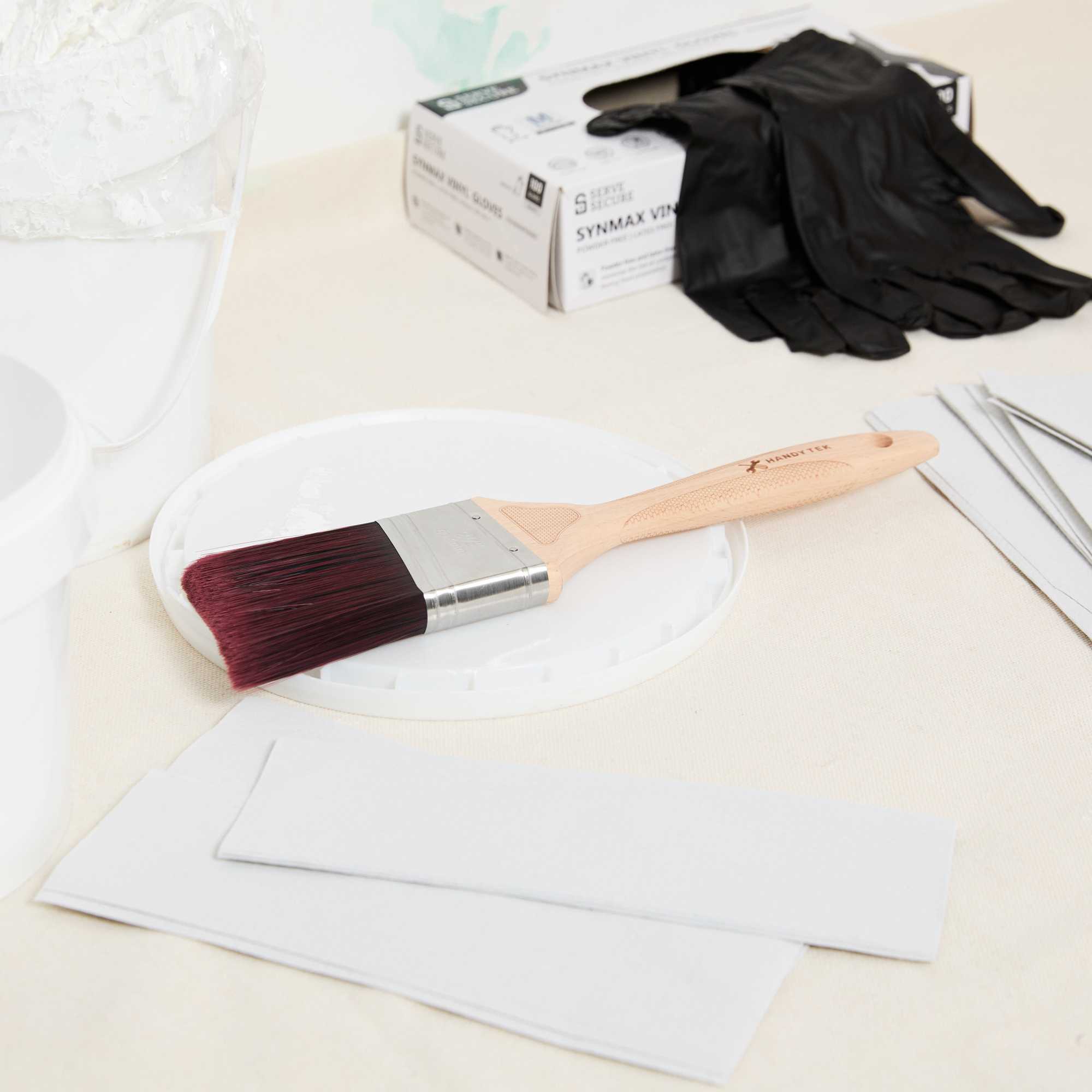 Handy Tek Polyester Paint Brush - Angled, Soft Tip, Textured Handle - 2 1/2" - 12 count box