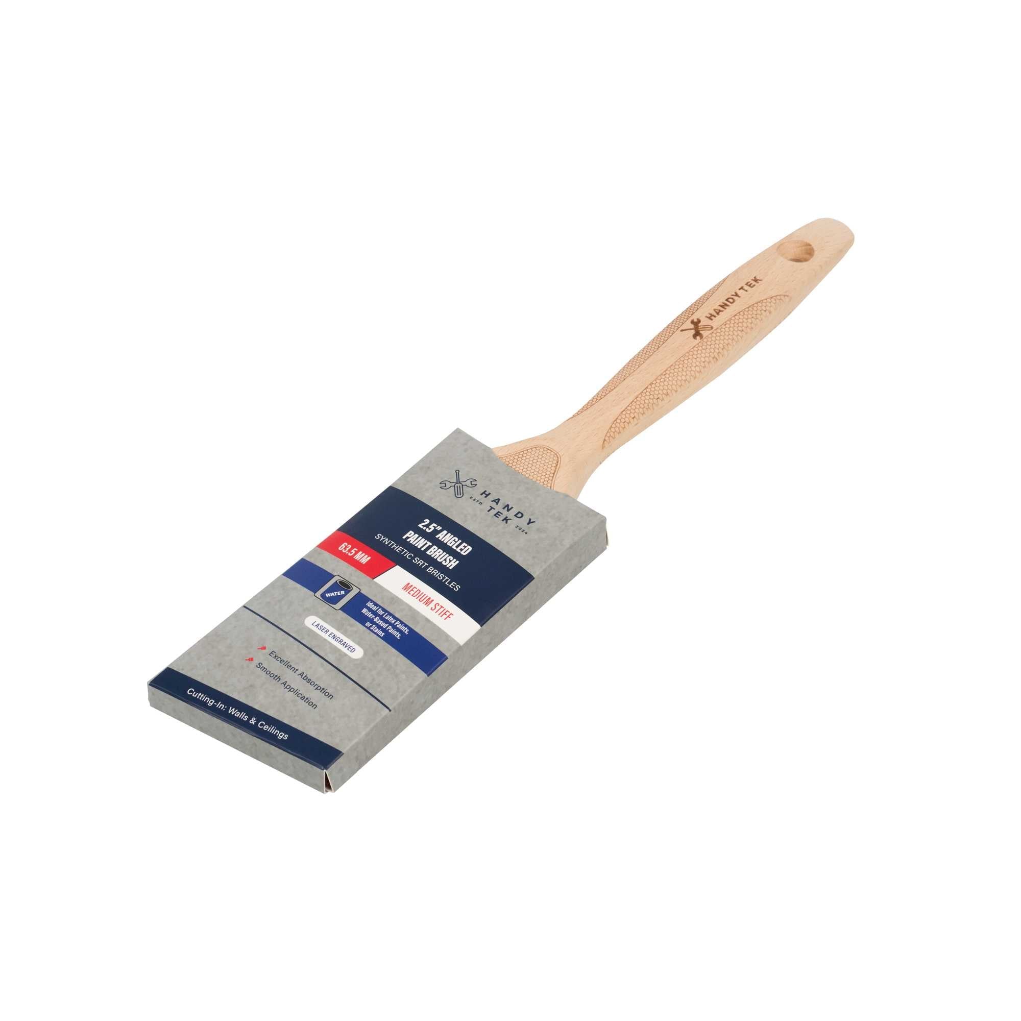 Handy Tek Polyester Paint Brush - Angled, Soft Tip, Textured Handle - 2 1/2" - 72 count box