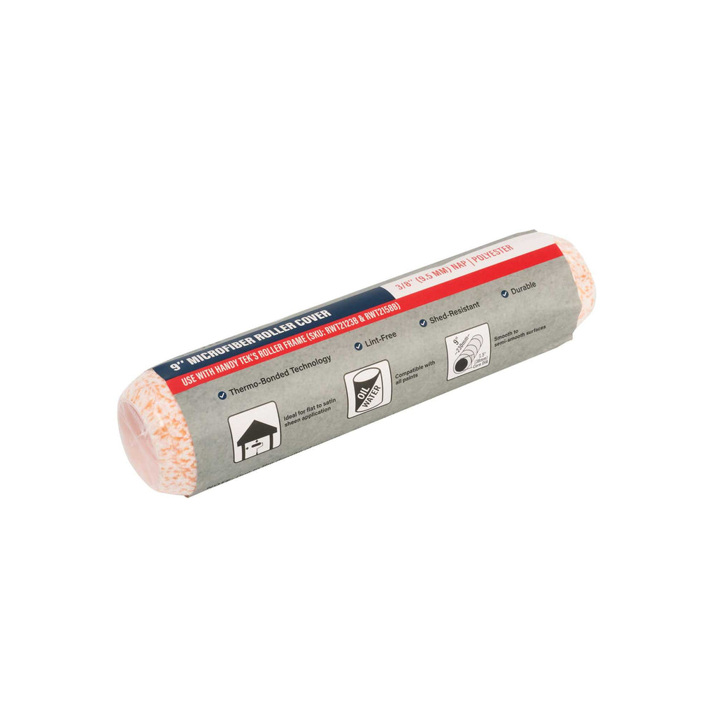 Handy Tek Microfiber Roller Cover - Shed-Resistant, with 3/8" Nap - 9" - 24 count box