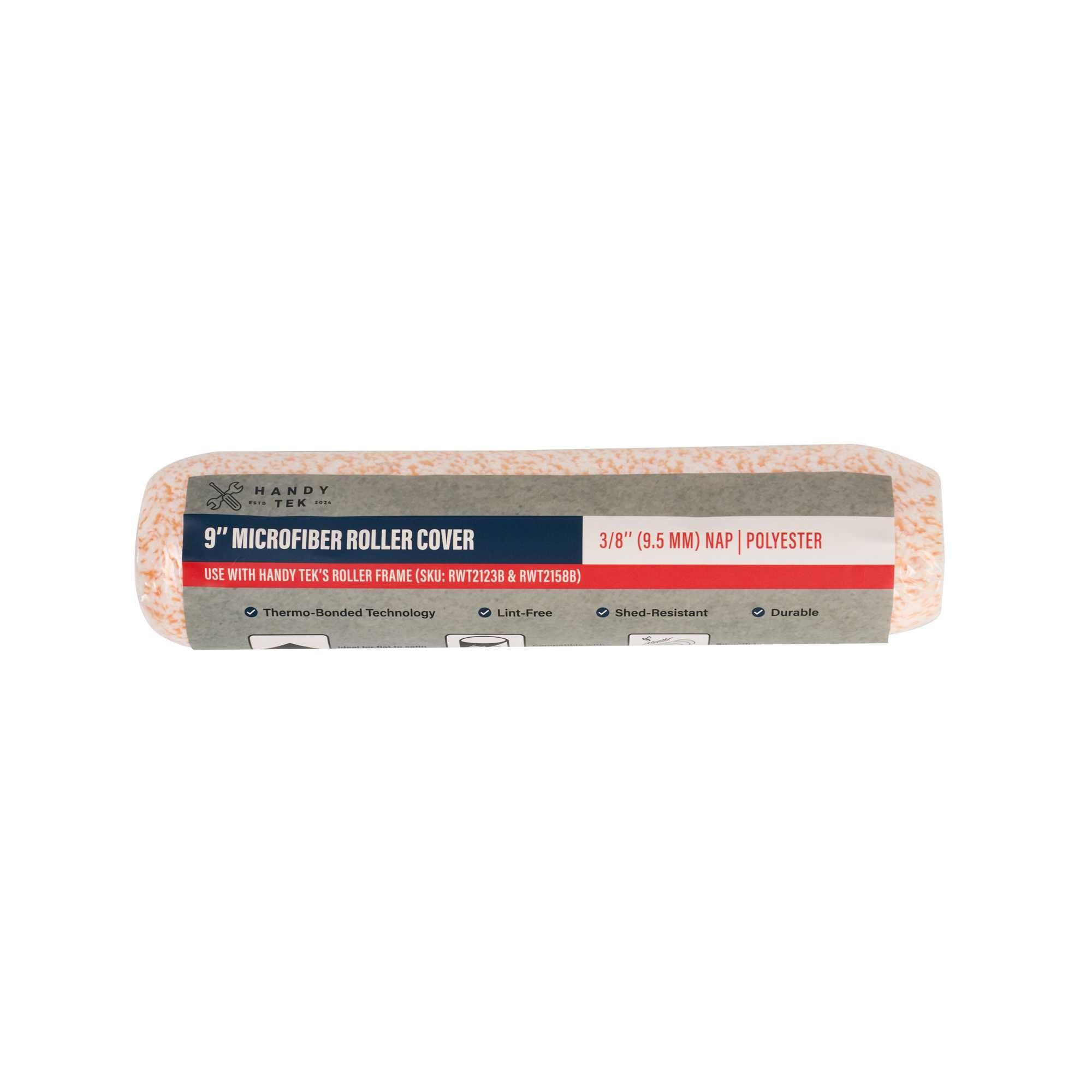 Handy Tek Microfiber Roller Cover - Shed-Resistant, with 3/8" Nap - 9" - 96 count box