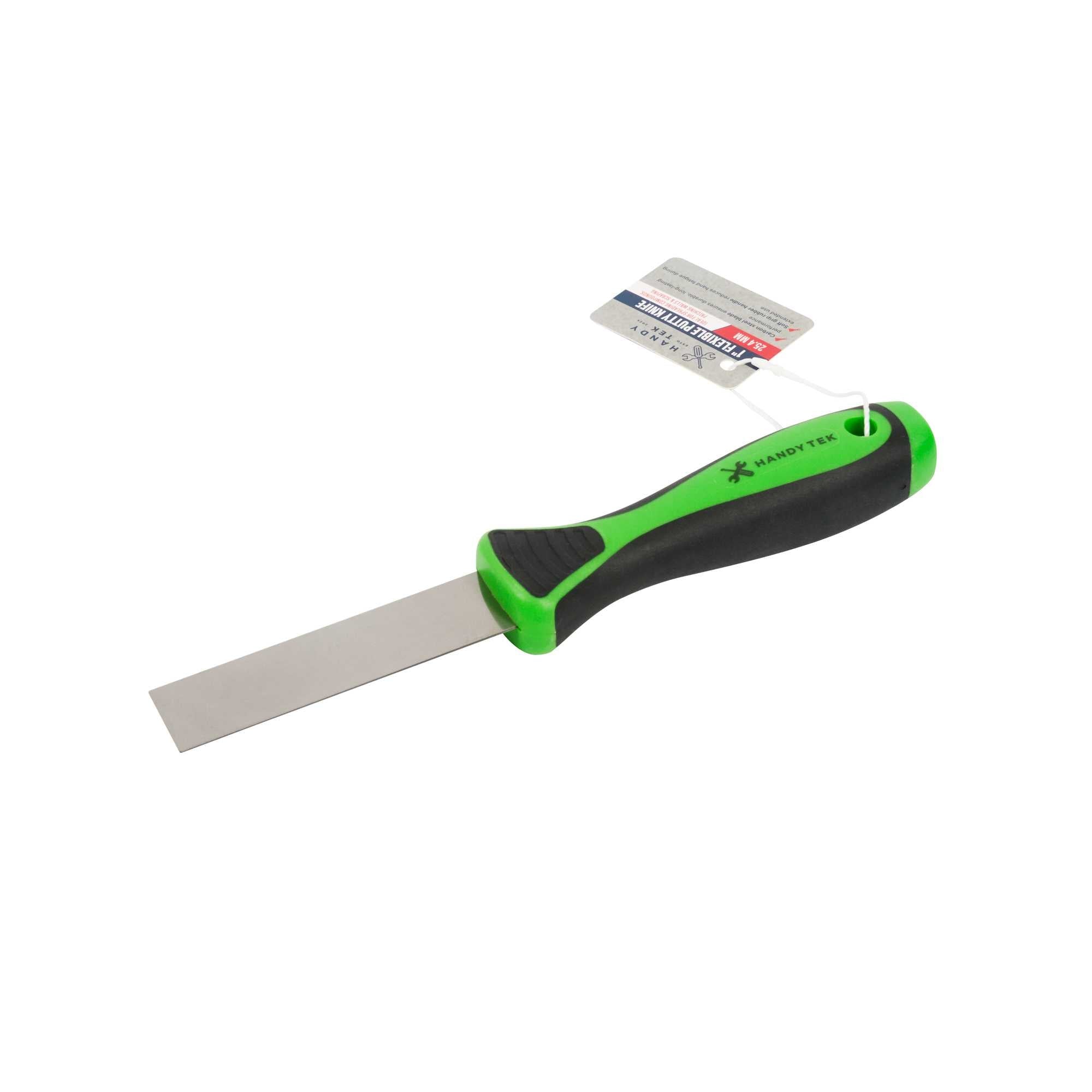 Handy Tek Carbon Steel Putty Knife - Flexible, Soft Grip Handle - 1" - 24 count box