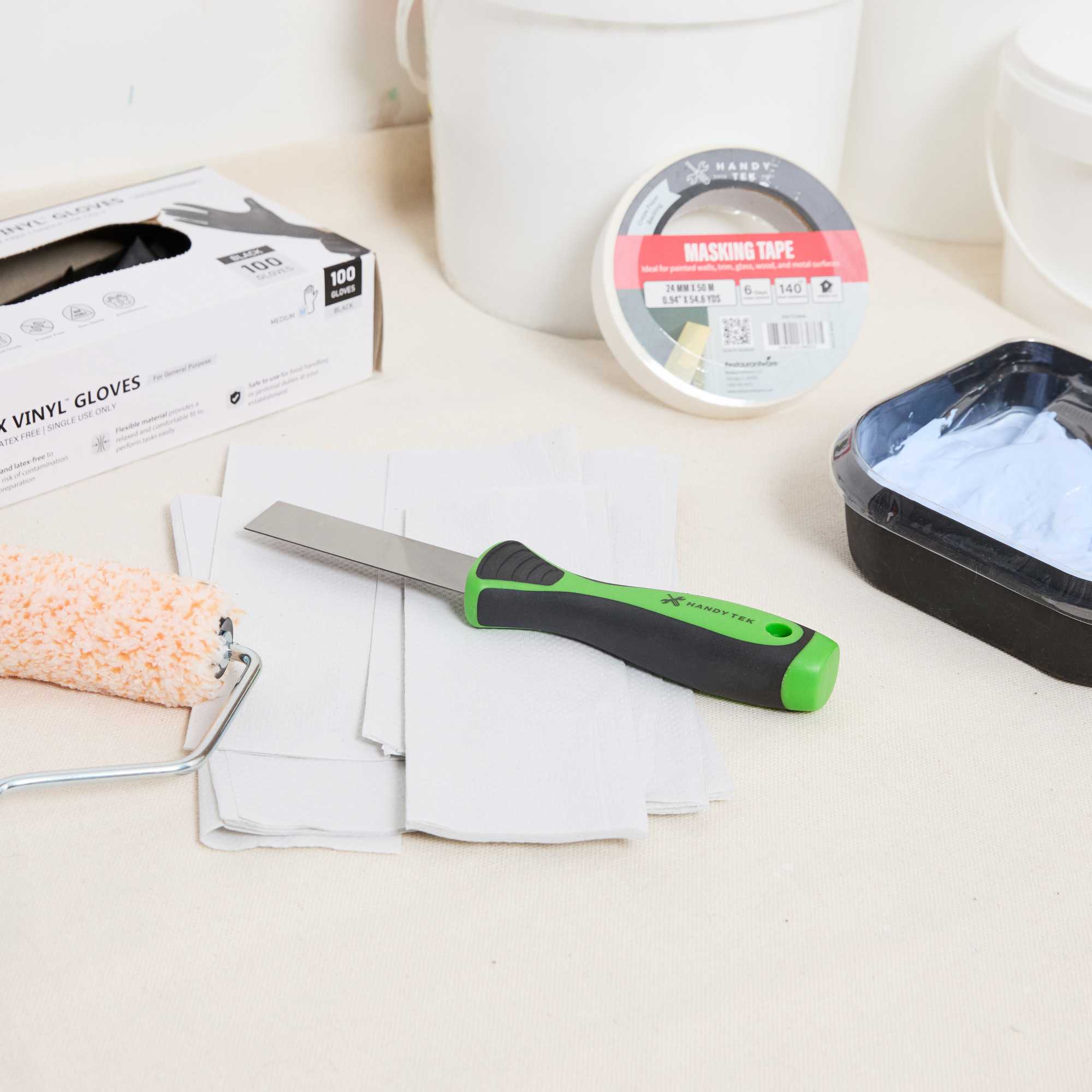 Handy Tek Carbon Steel Putty Knife - Flexible, Soft Grip Handle - 1" - 1 count box