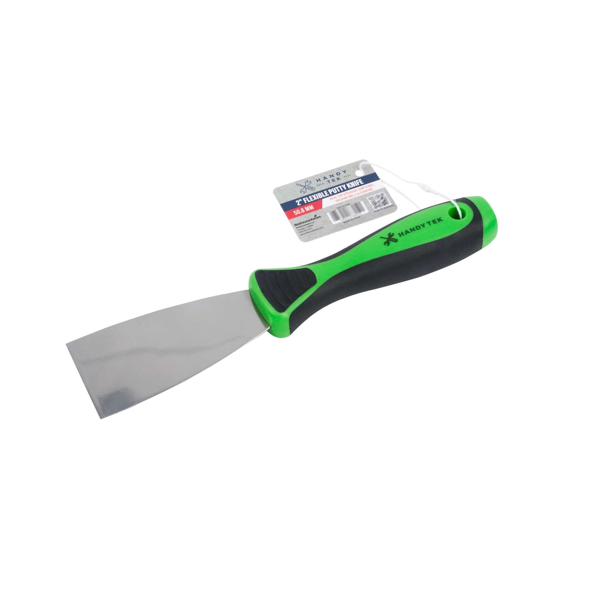 Handy Tek Carbon Steel Putty Knife - Flexible, Soft Grip Handle - 2" - 12 count box