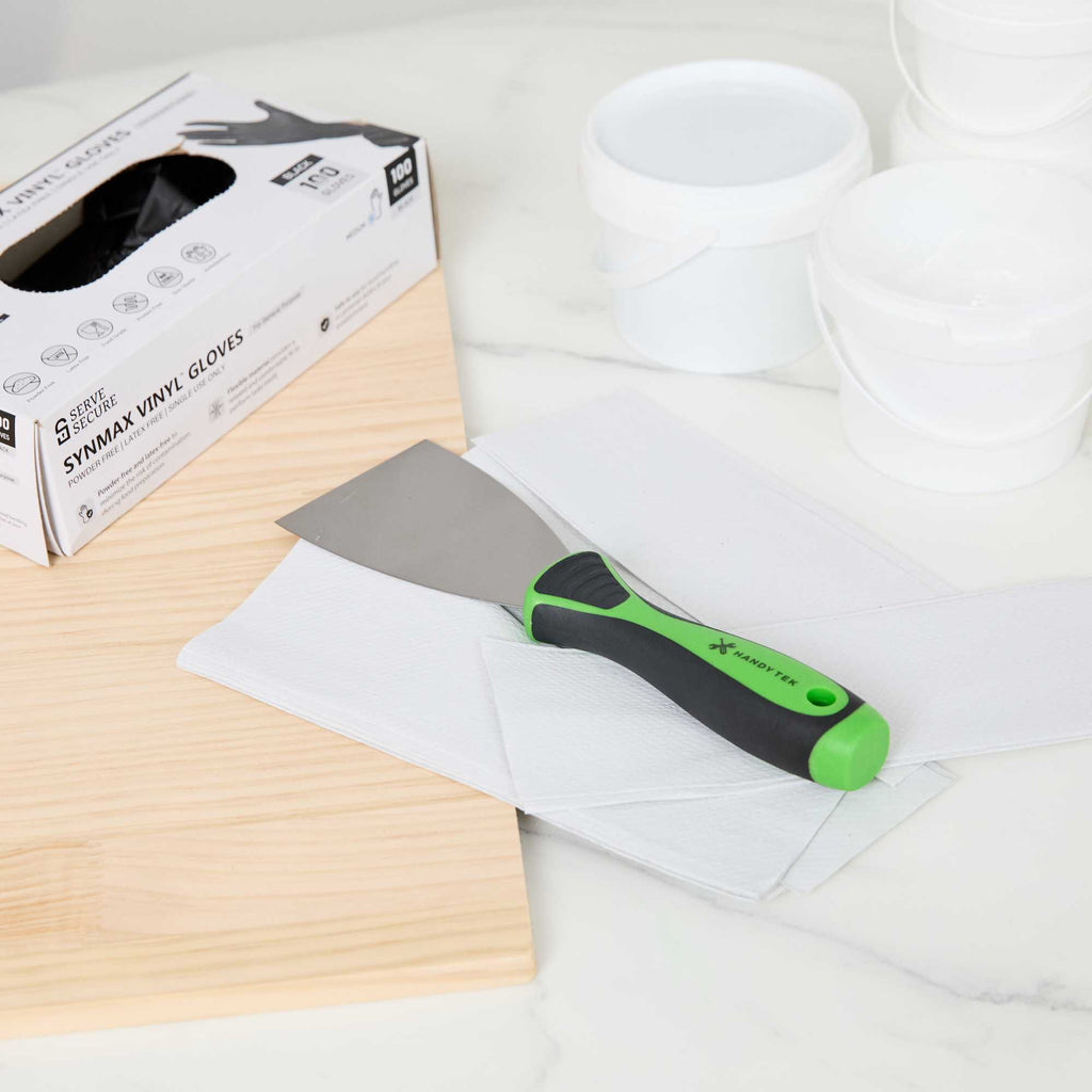 Handy Tek Carbon Steel Putty Knife - Flexible, Soft Grip Handle - 3" - 12 count box