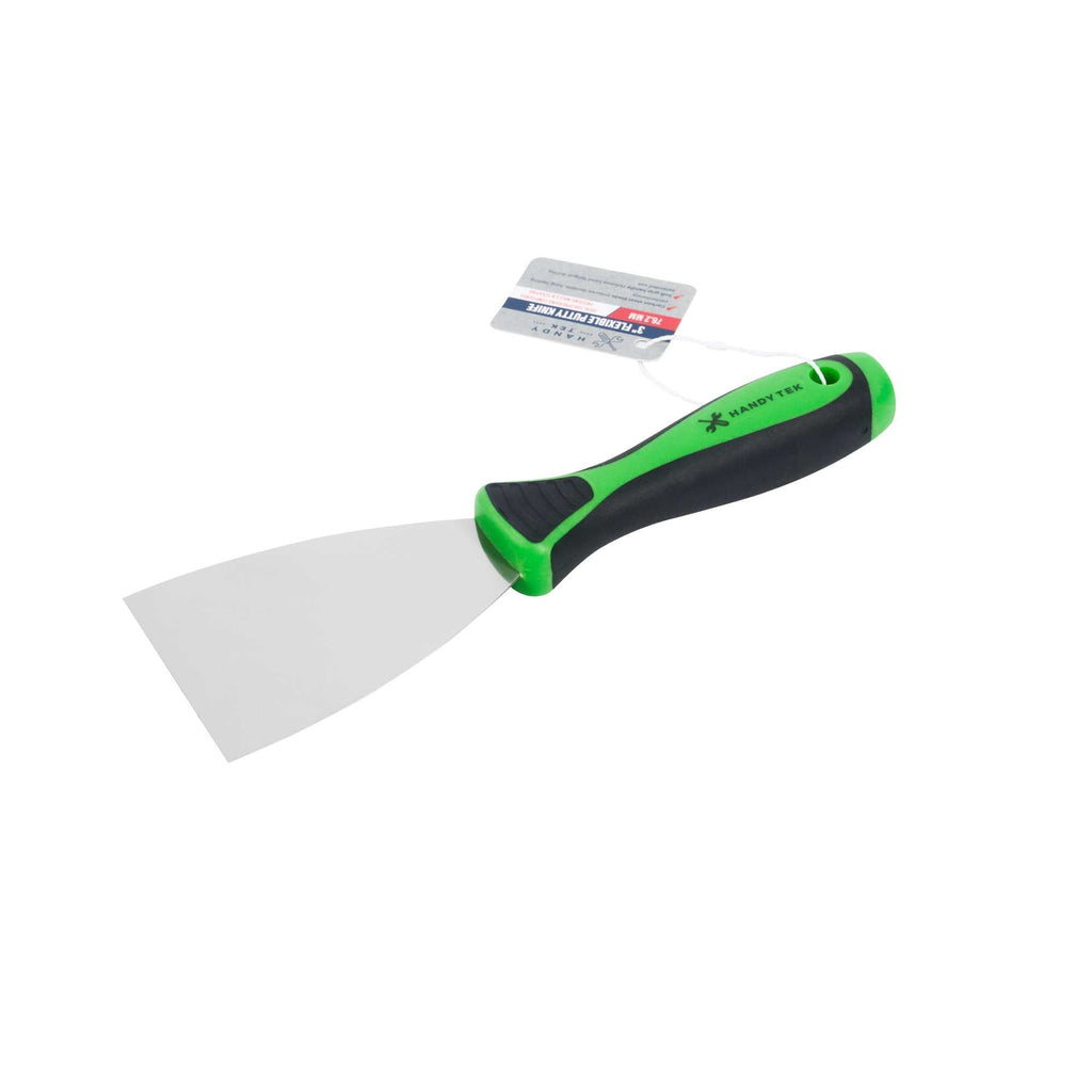 Handy Tek Carbon Steel Putty Knife - Flexible, Soft Grip Handle - 3" - 144 count box