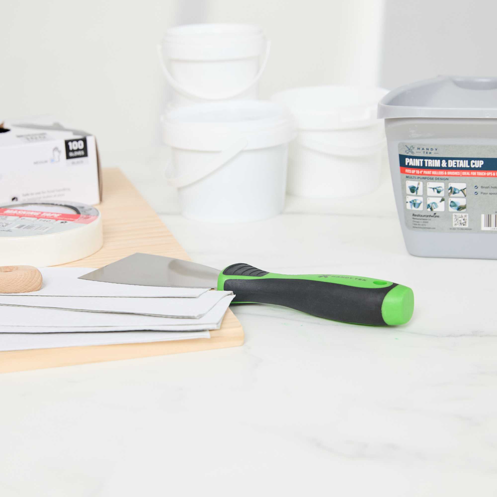 Handy Tek Carbon Steel Putty Knife - Flexible, Soft Grip Handle - 3" - 144 count box