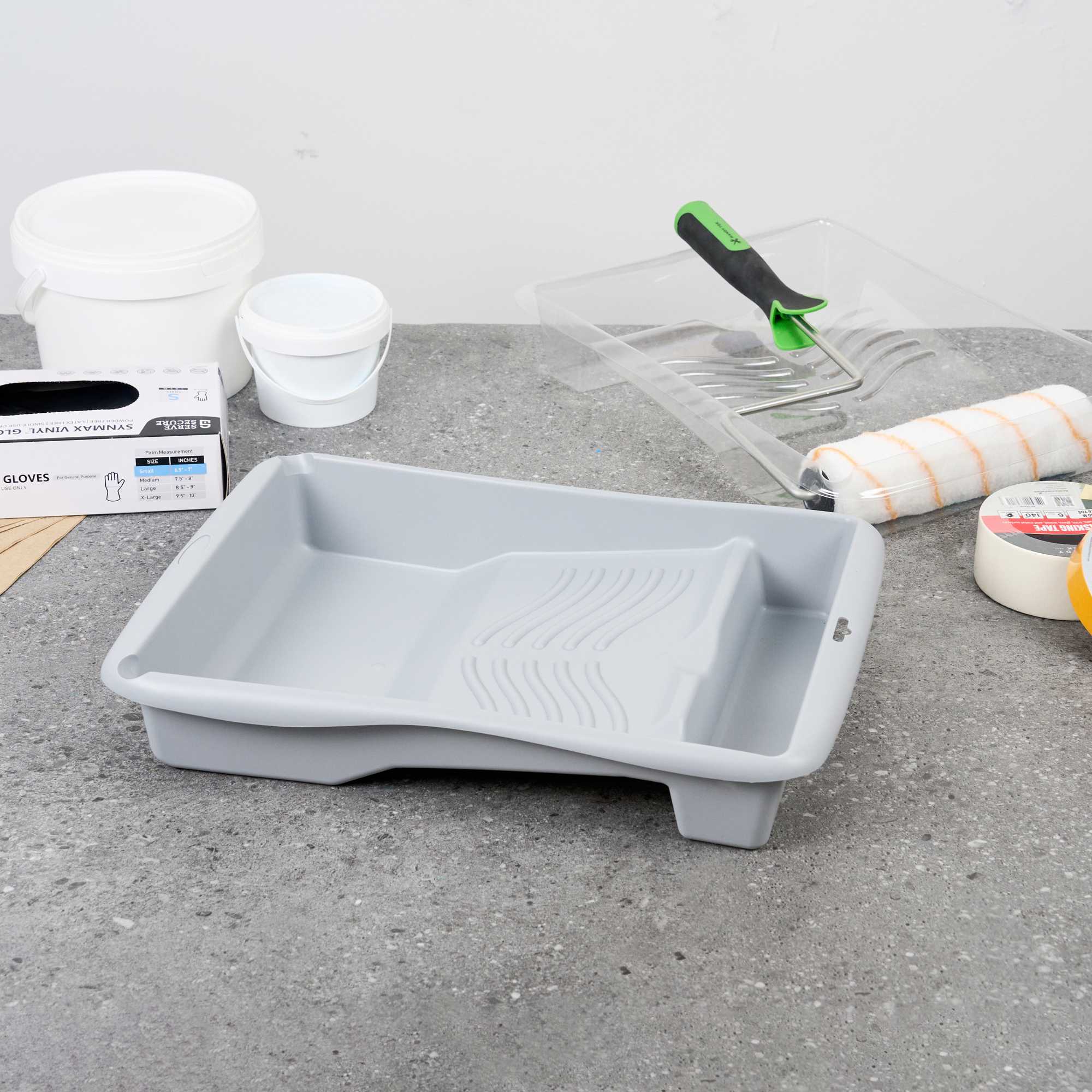 Handy Tek 1.5 gal 2-In-1 Gray Plastic Paint Tray - For Roller and Brush - 17 3/4" x 13" x 3" - 36 count box