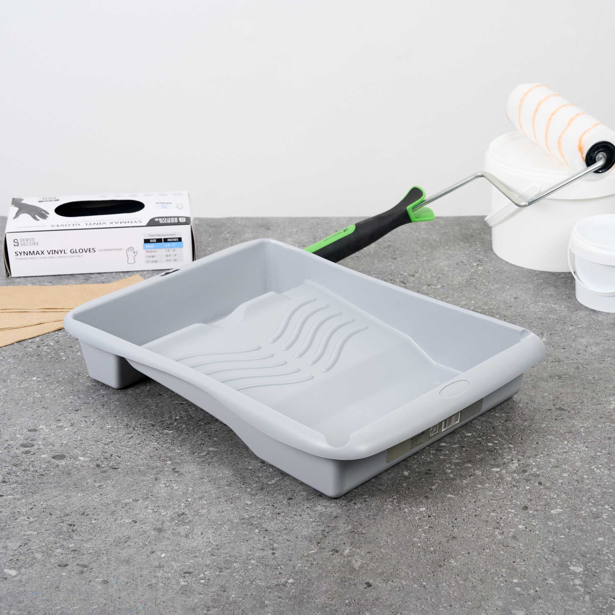 Handy Tek 1.5 gal 2-In-1 Gray Plastic Paint Tray - For Roller and Brush - 17 3/4" x 13" x 3" - 36 count box