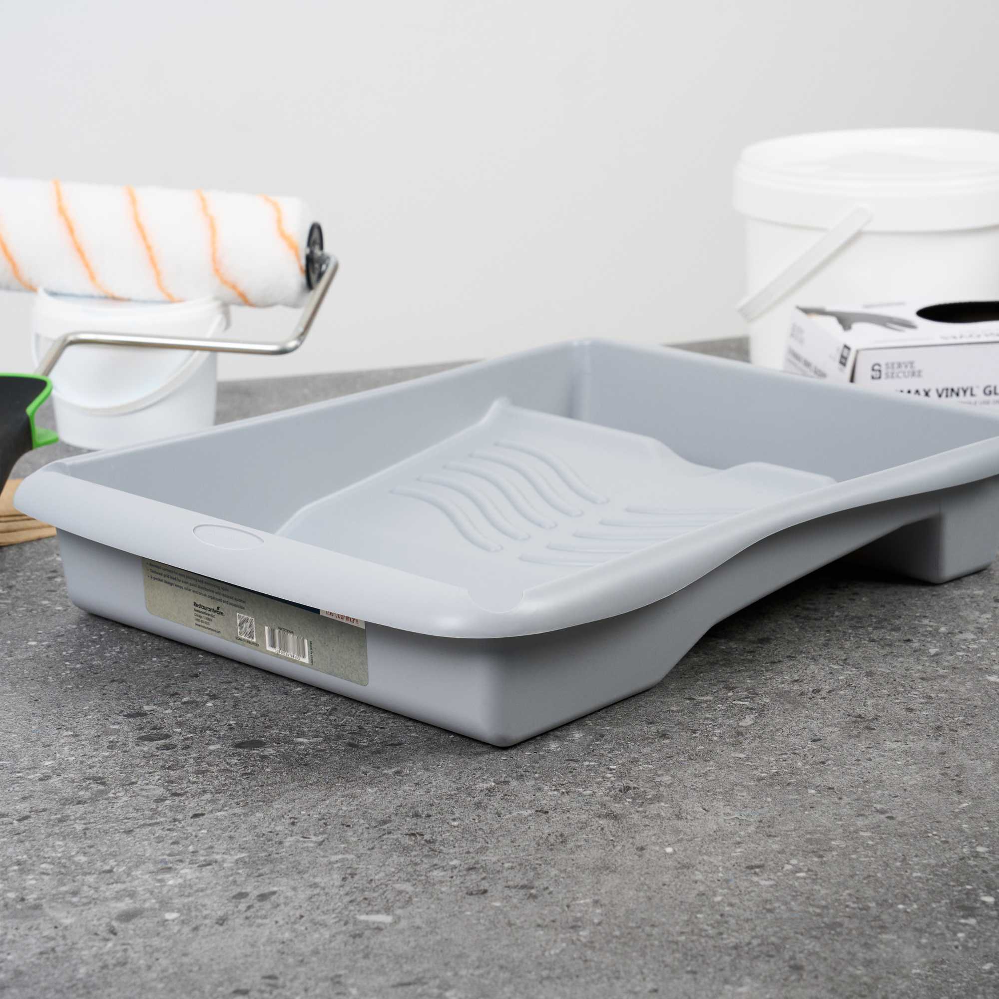 Handy Tek 1.5 gal 2-In-1 Gray Plastic Paint Tray - For Roller and Brush - 17 3/4" x 13" x 3" - 36 count box