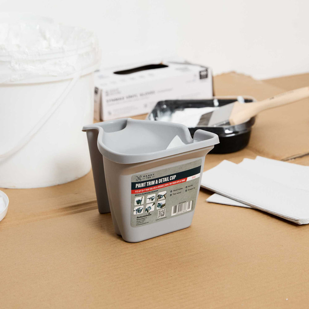 Handy Tek 0.5 gal Gray Plastic Paint Pail - with Magnetic Brush Holder - 7 3/4" x 7 1/2" x 6 3/4" - 1 count box