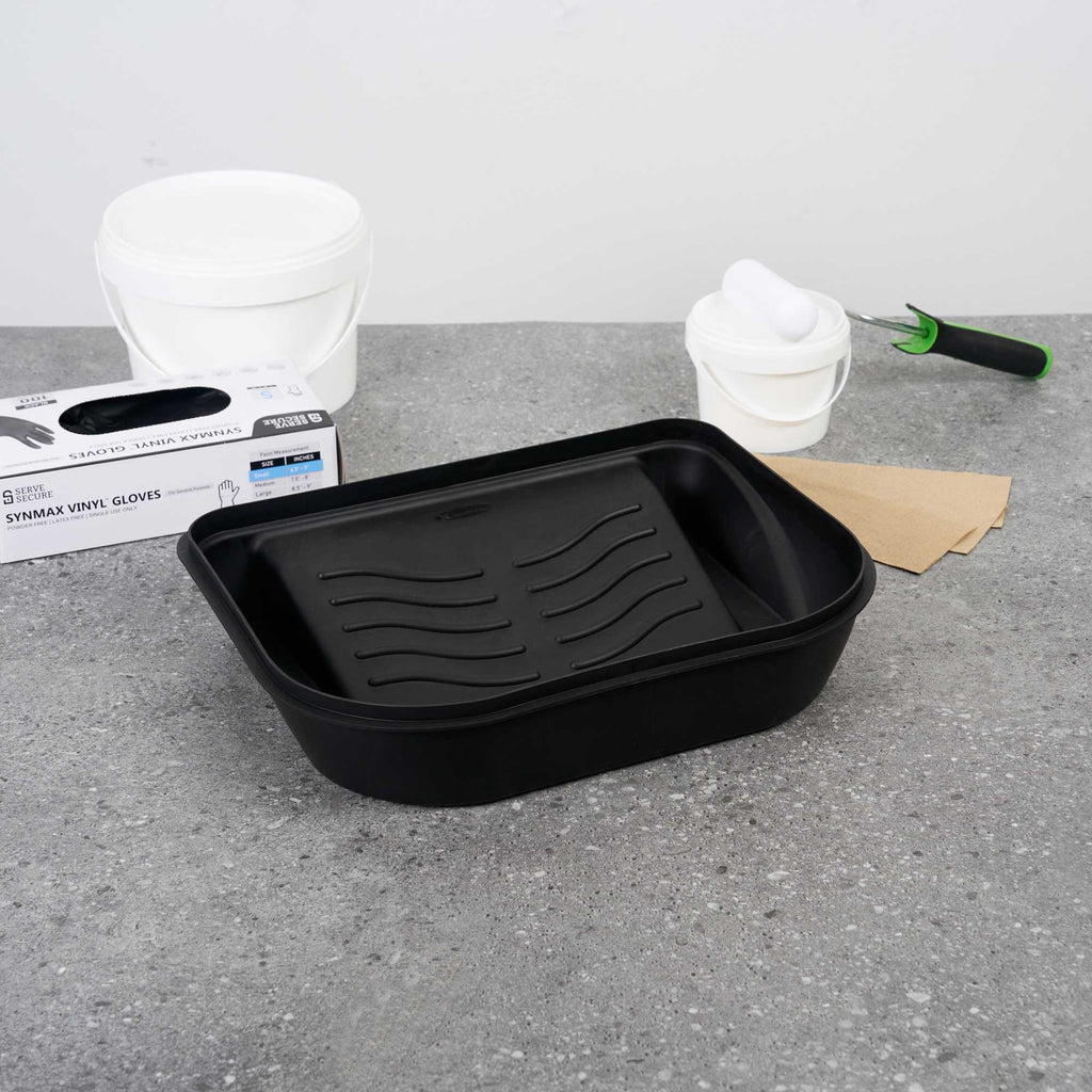 Handy Tek 5 qt Black Plastic Paint Tray / Pail Lid - Fits 3.5 gal Paint Pail - 14 3/4" x 12" x 3" - 1 count box