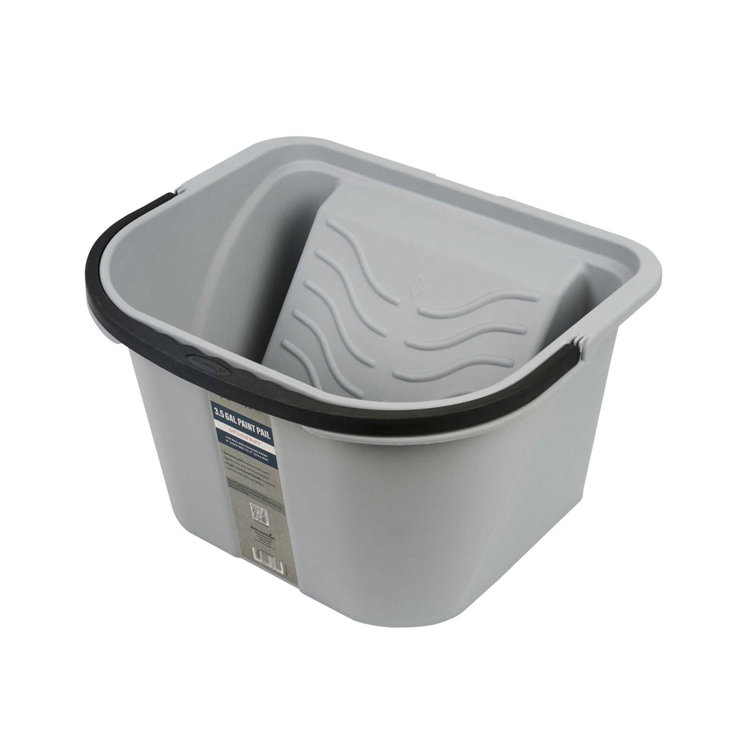 Handy Tek 3.5 gal Gray Plastic Paint Pail - 15 3/4" x 12 3/4" x 9" - 12 count box