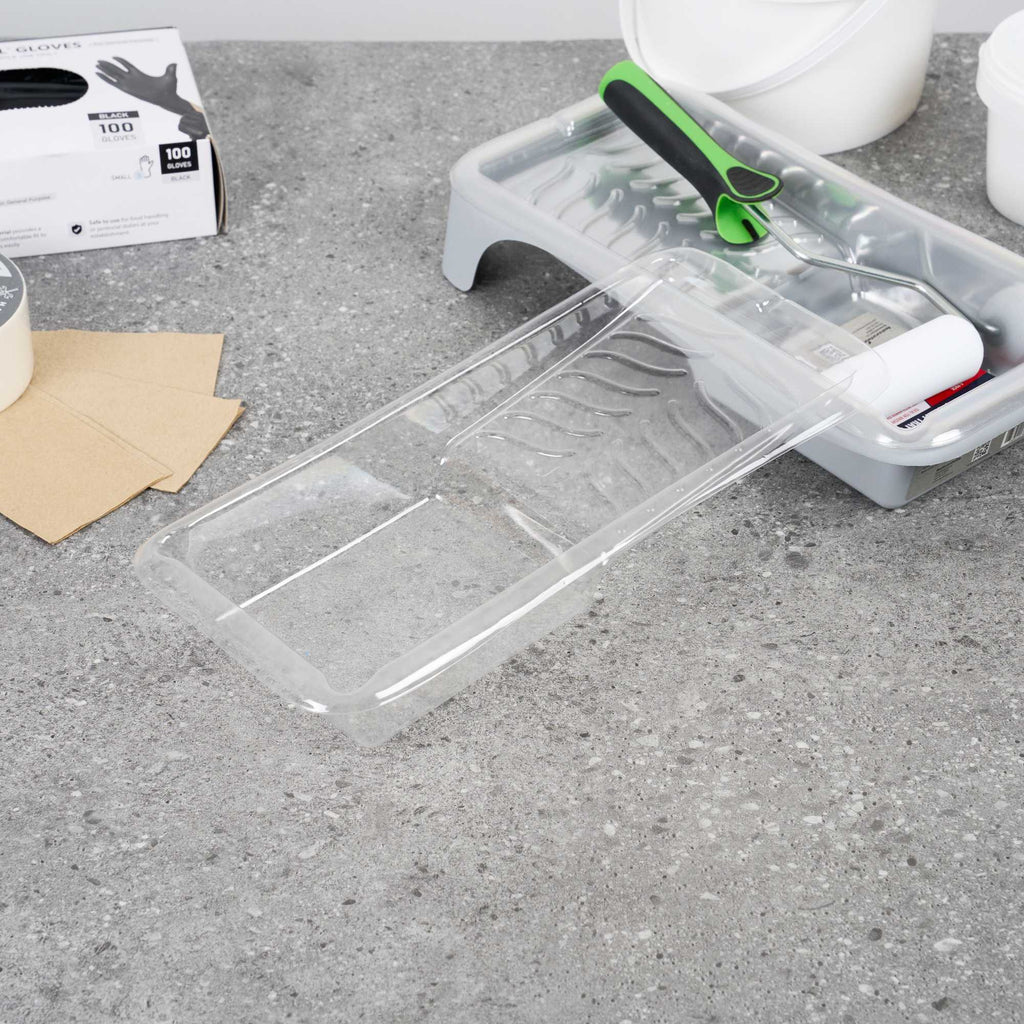 Handy Tek Clear Plastic Paint Tray Liner - Fits 1.5 qt Paint Tray - 13 3/4" x 6 3/4" x 2 1/4" - 5 count box
