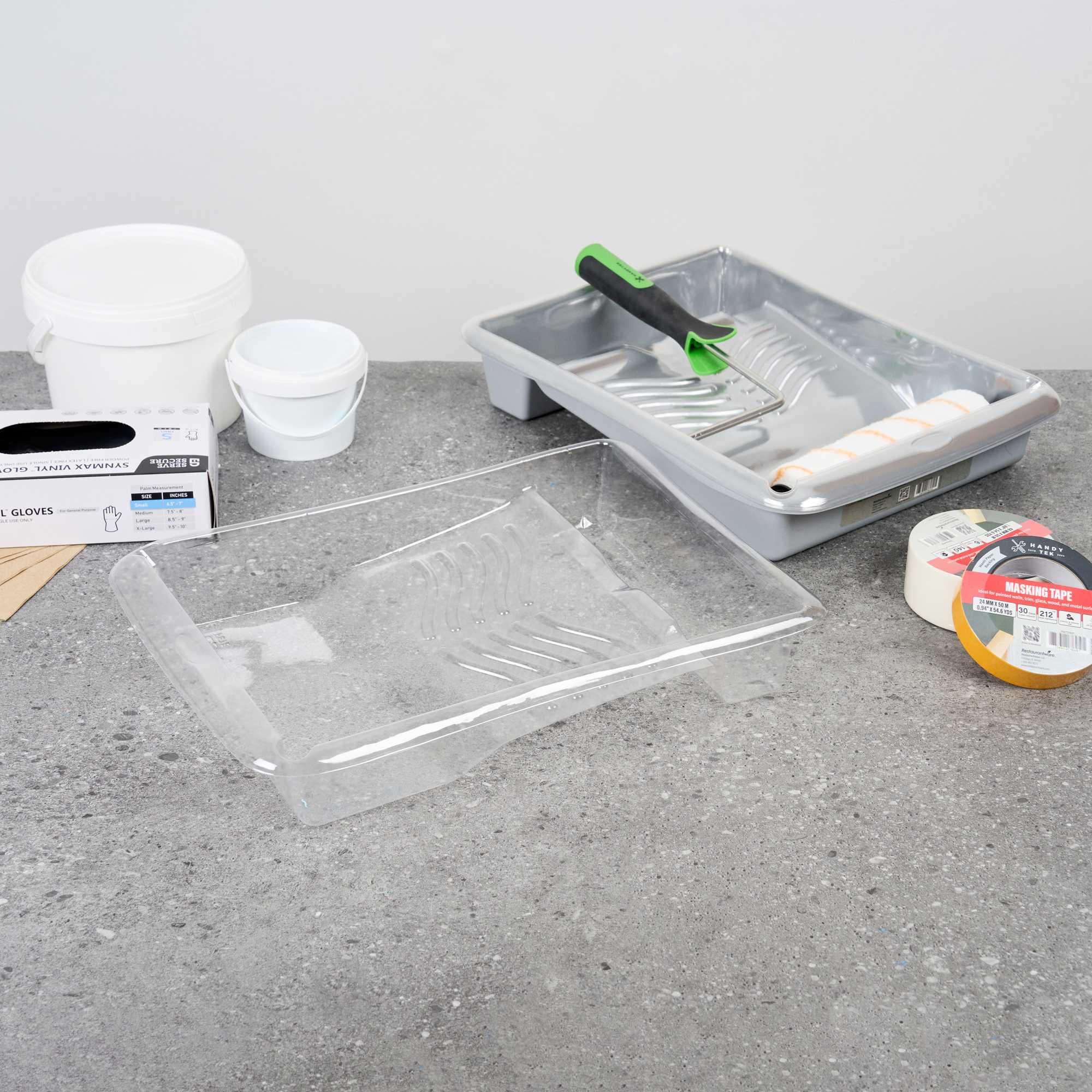 Handy Tek Clear Plastic Paint Tray Liner - Fits 1.5 gal Paint Tray - 17 3/4" x 13" x 3" - 60 count box
