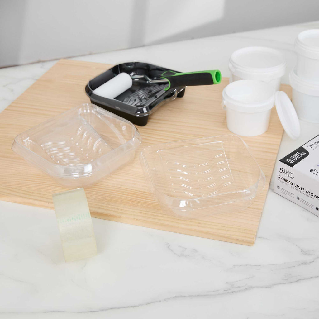 Handy Tek Clear Plastic Paint Tray Liner - Fits 27 oz Paint Tray / Pail Lid - 6 1/2" x 6" x 1 3/4" - 120 count box