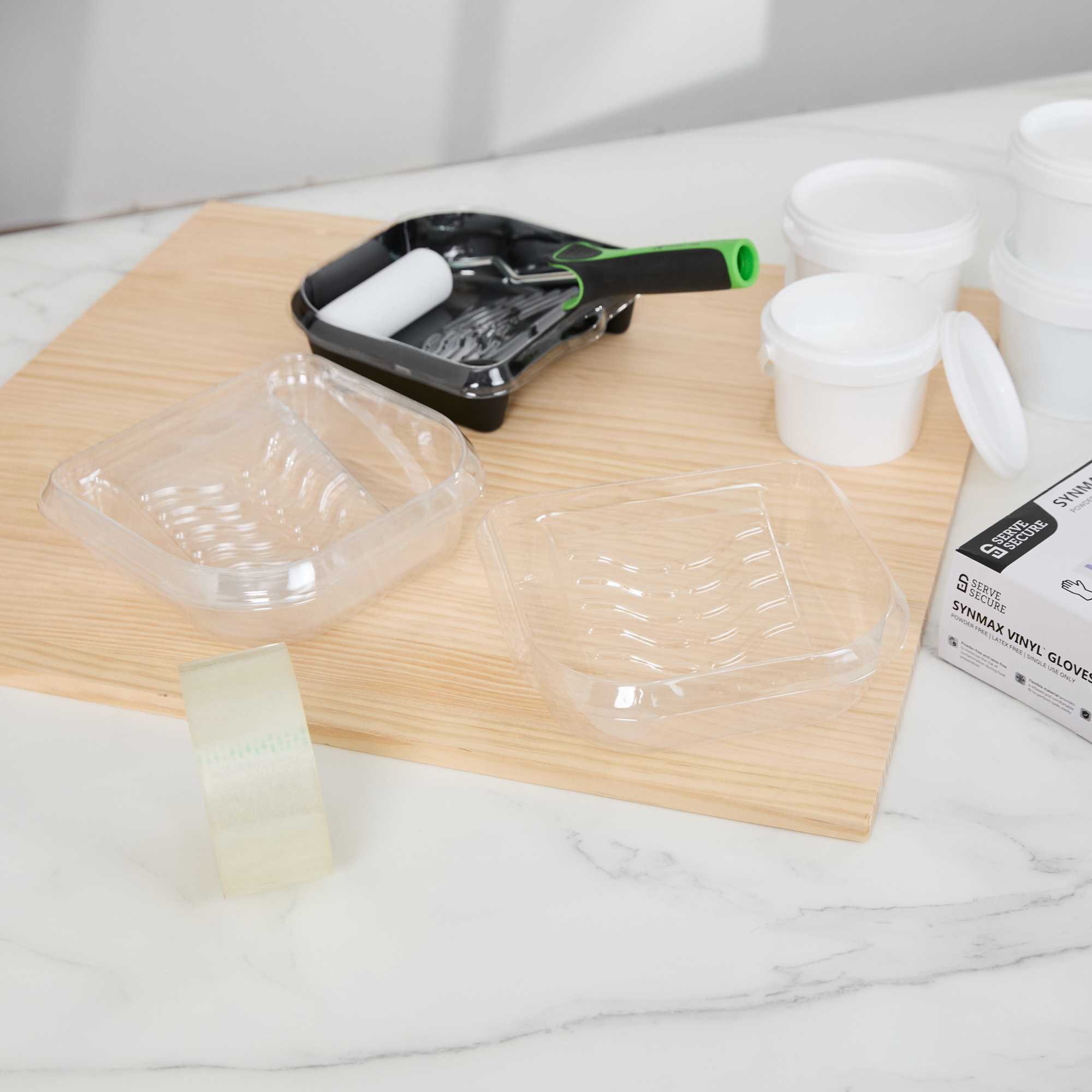 Handy Tek Clear Plastic Paint Tray Liner - Fits 27 oz Paint Tray / Pail Lid - 6 1/2" x 6" x 1 3/4" - 120 count box