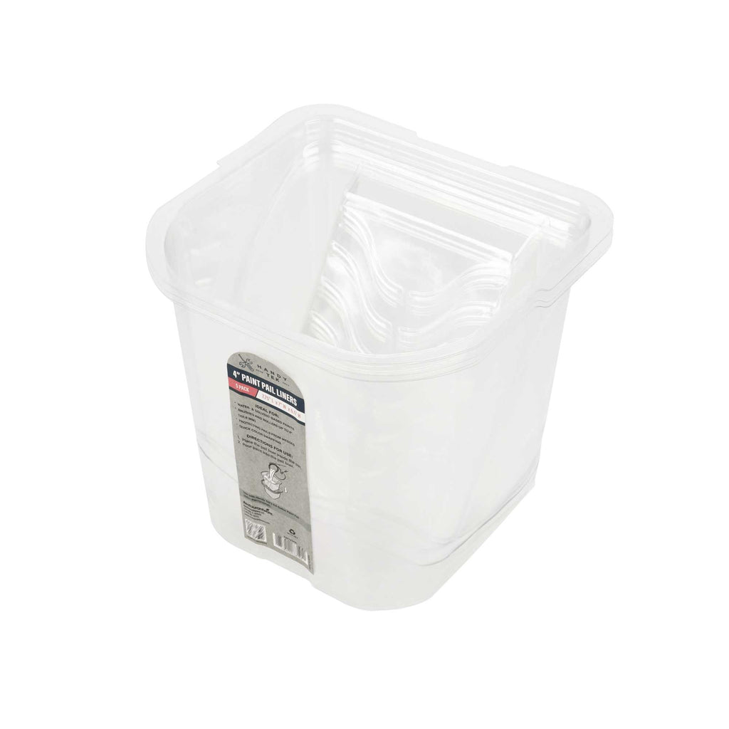 Handy Tek Clear Plastic Paint Pail Liner - Fits 0.5 gal Paint Pail - 7 3/4" x 7" x 6 1/2" - 5 count box