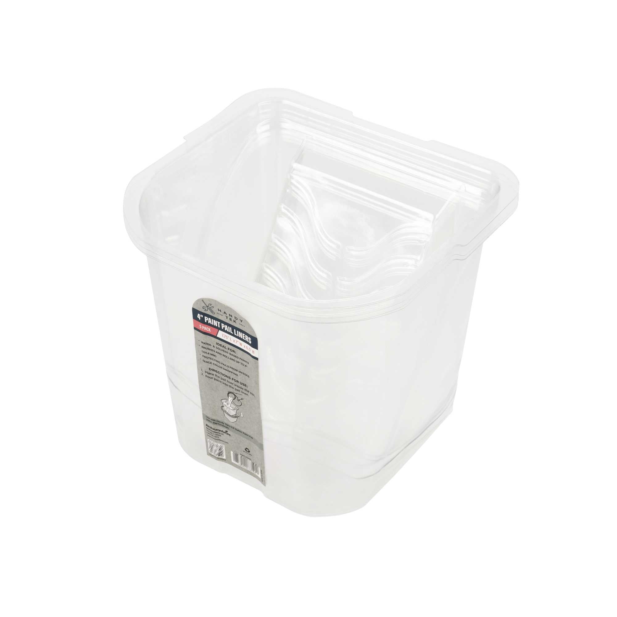 Handy Tek Clear Plastic Paint Pail Liner - Fits 0.5 gal Paint Pail - 7 3/4" x 7" x 6 1/2" - 120 count box
