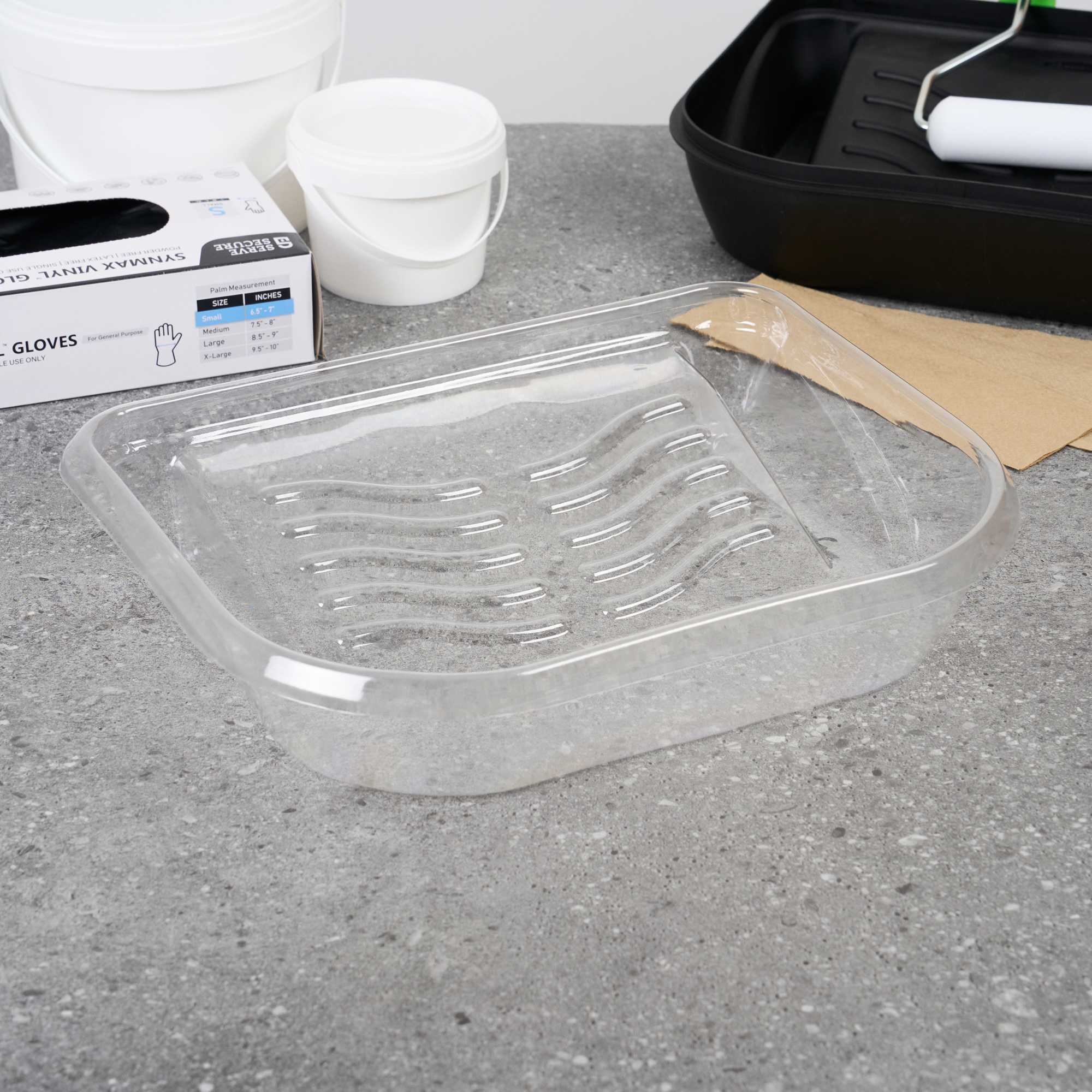 Handy Tek Clear Plastic Paint Tray Liner - Fits 5 qt Paint Tray / Pail Lid - 14" x 11 1/4" x 3" - 5 count box