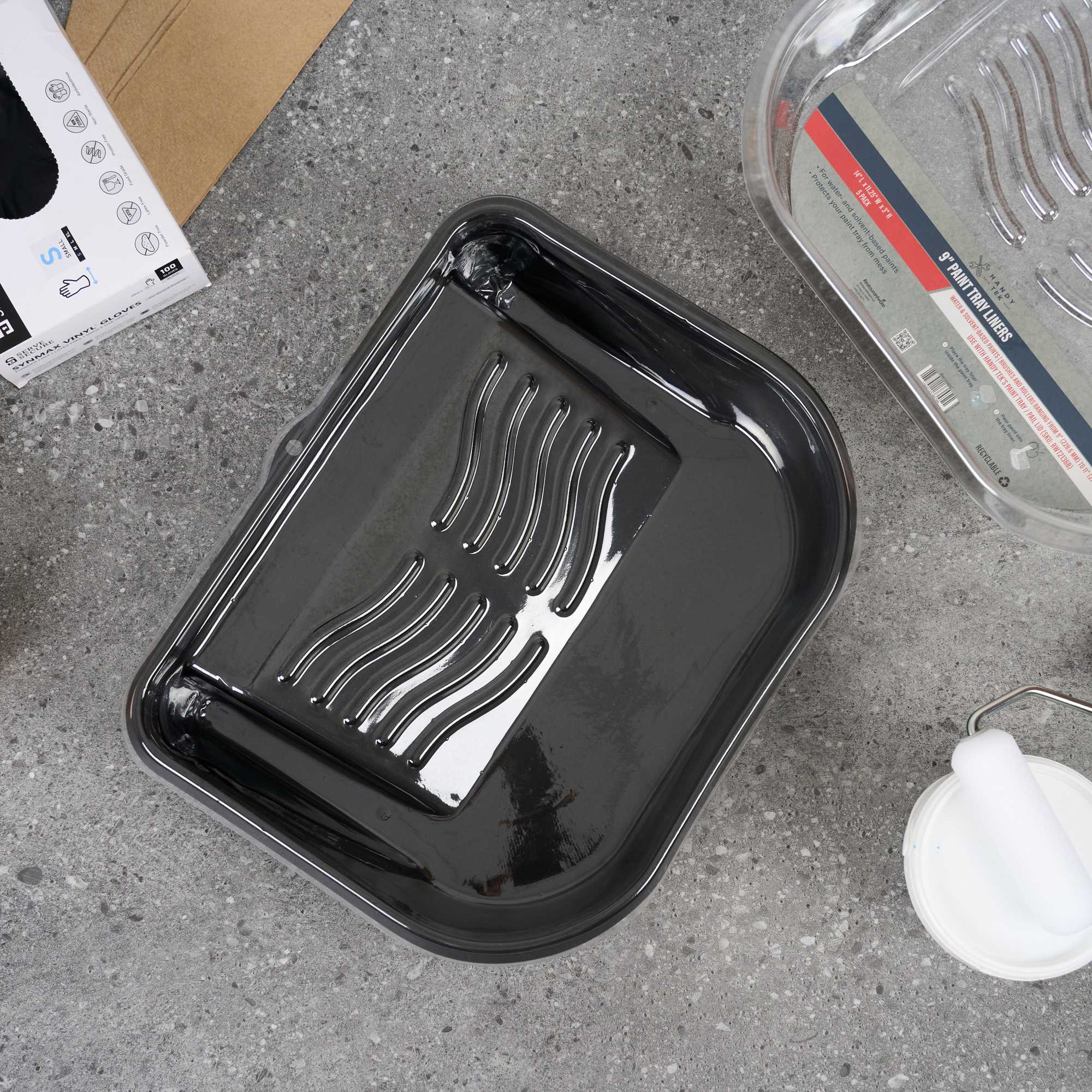 Handy Tek Clear Plastic Paint Tray Liner - Fits 5 qt Paint Tray / Pail Lid - 14" x 11 1/4" x 3" - 5 count box