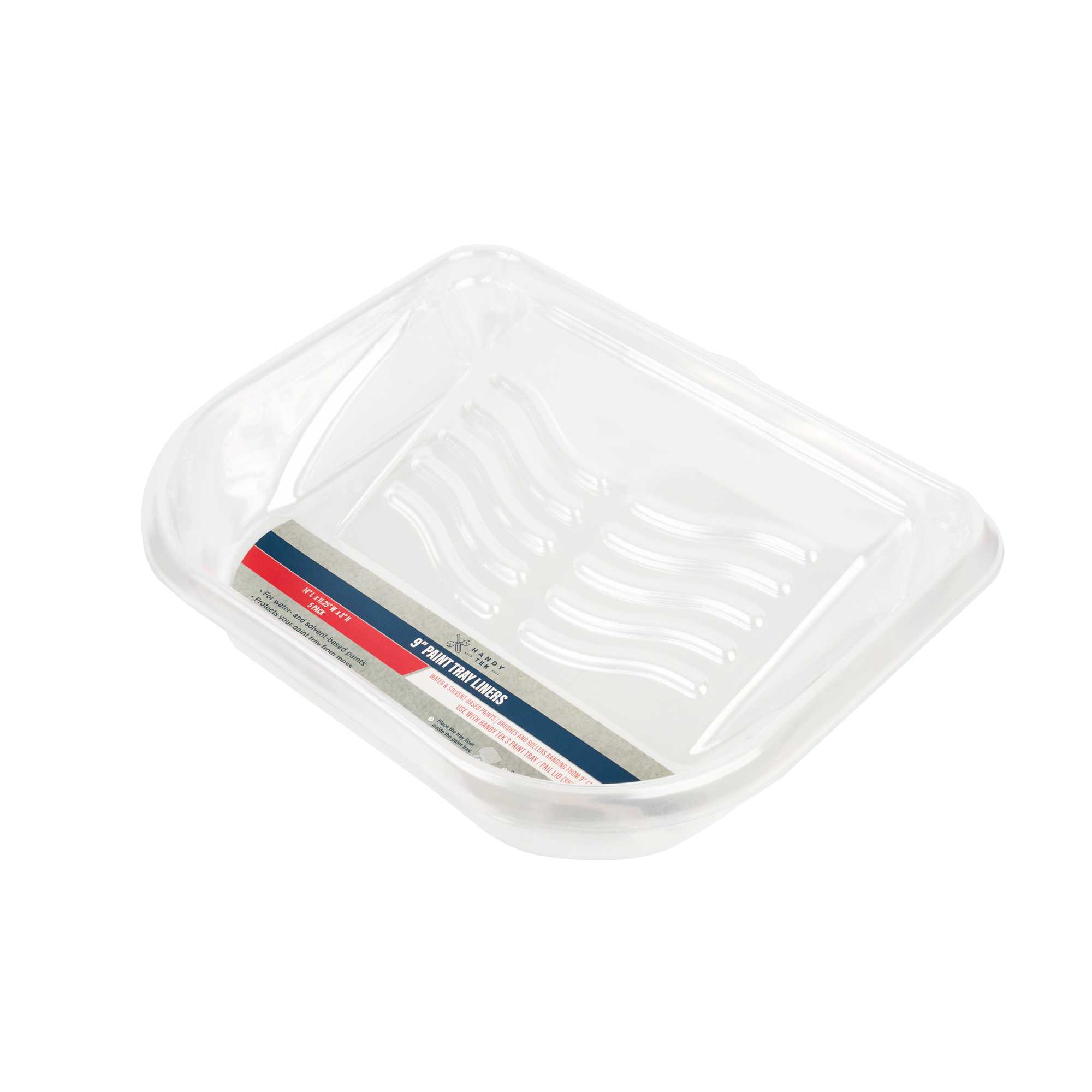 Handy Tek Clear Plastic Paint Tray Liner - Fits 120 qt Paint Tray / Pail Lid - 14" x 11 1/4" x 3" - 120 count box