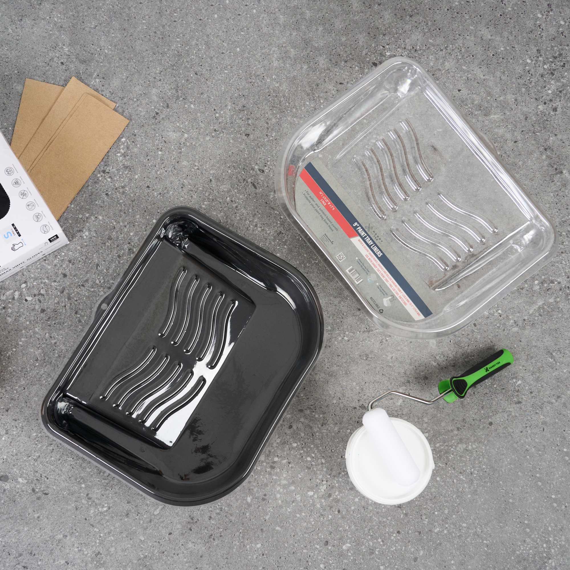Handy Tek Clear Plastic Paint Tray Liner - Fits 120 qt Paint Tray / Pail Lid - 14" x 11 1/4" x 3" - 120 count box