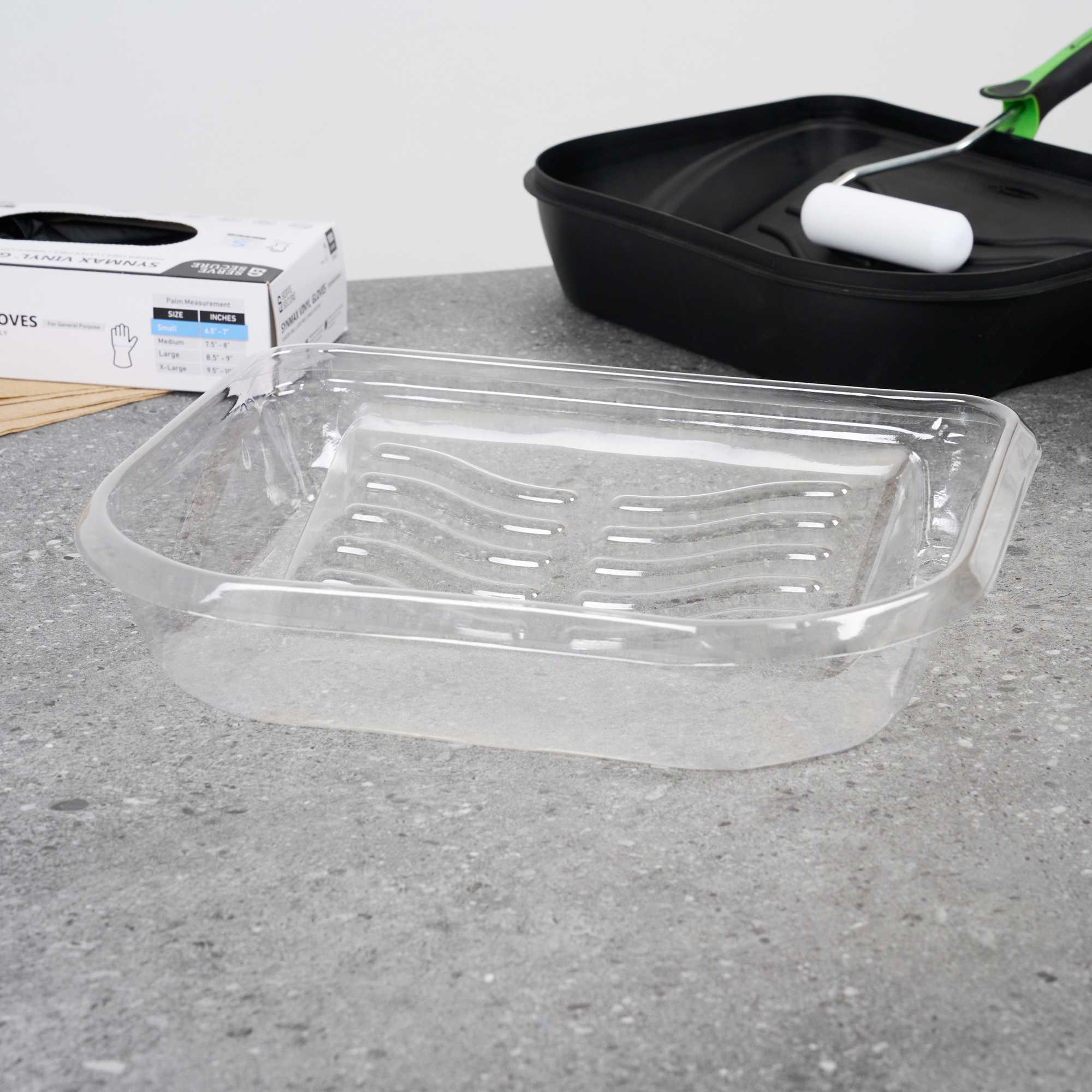 Handy Tek Clear Plastic Paint Tray Liner - Fits 120 qt Paint Tray / Pail Lid - 14" x 11 1/4" x 3" - 120 count box