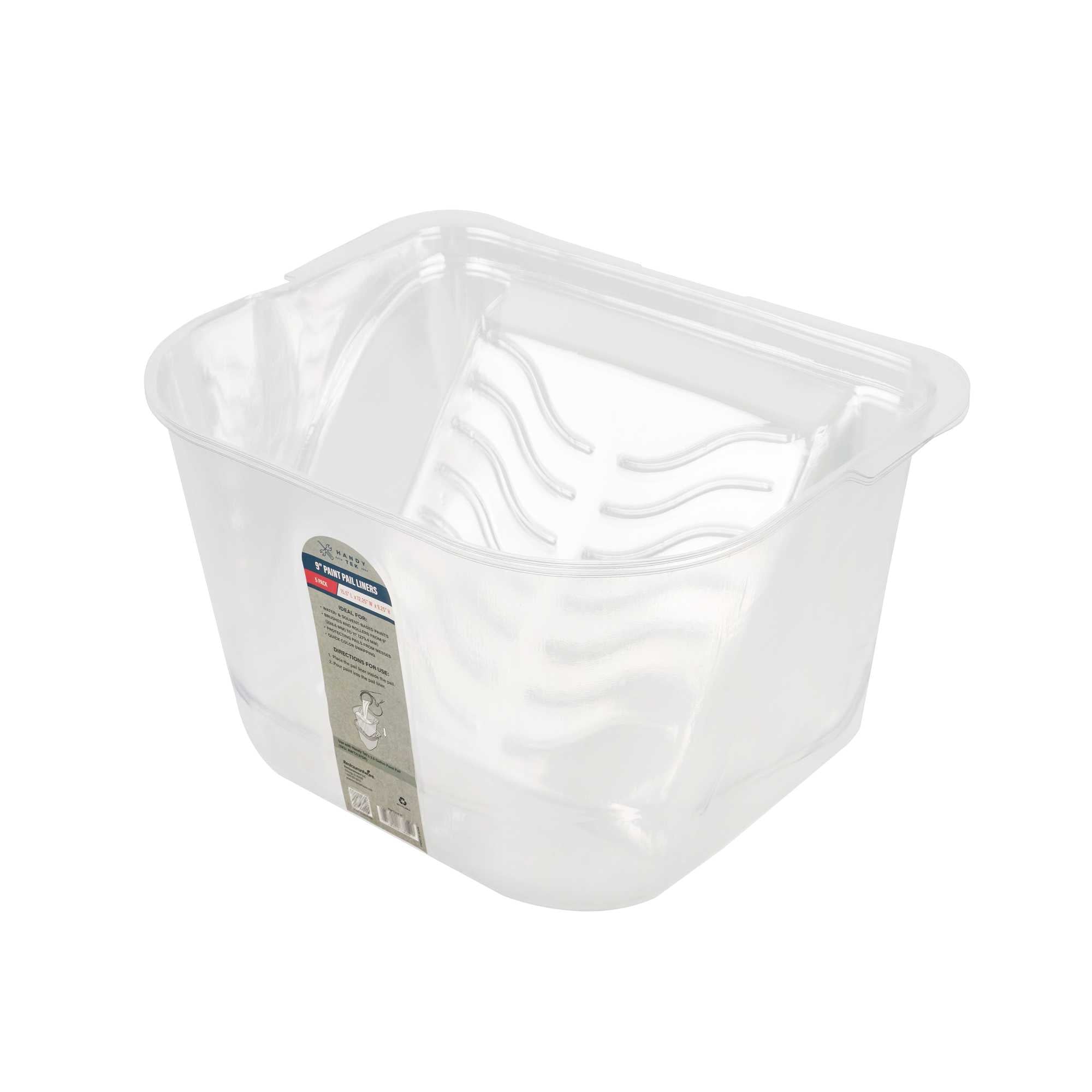 Handy Tek Clear Plastic Paint Pail Liner - Fits 3.5 gal Paint Pail - 15 1/2" x 12 1/4" x 9 1/4" - 120 count box