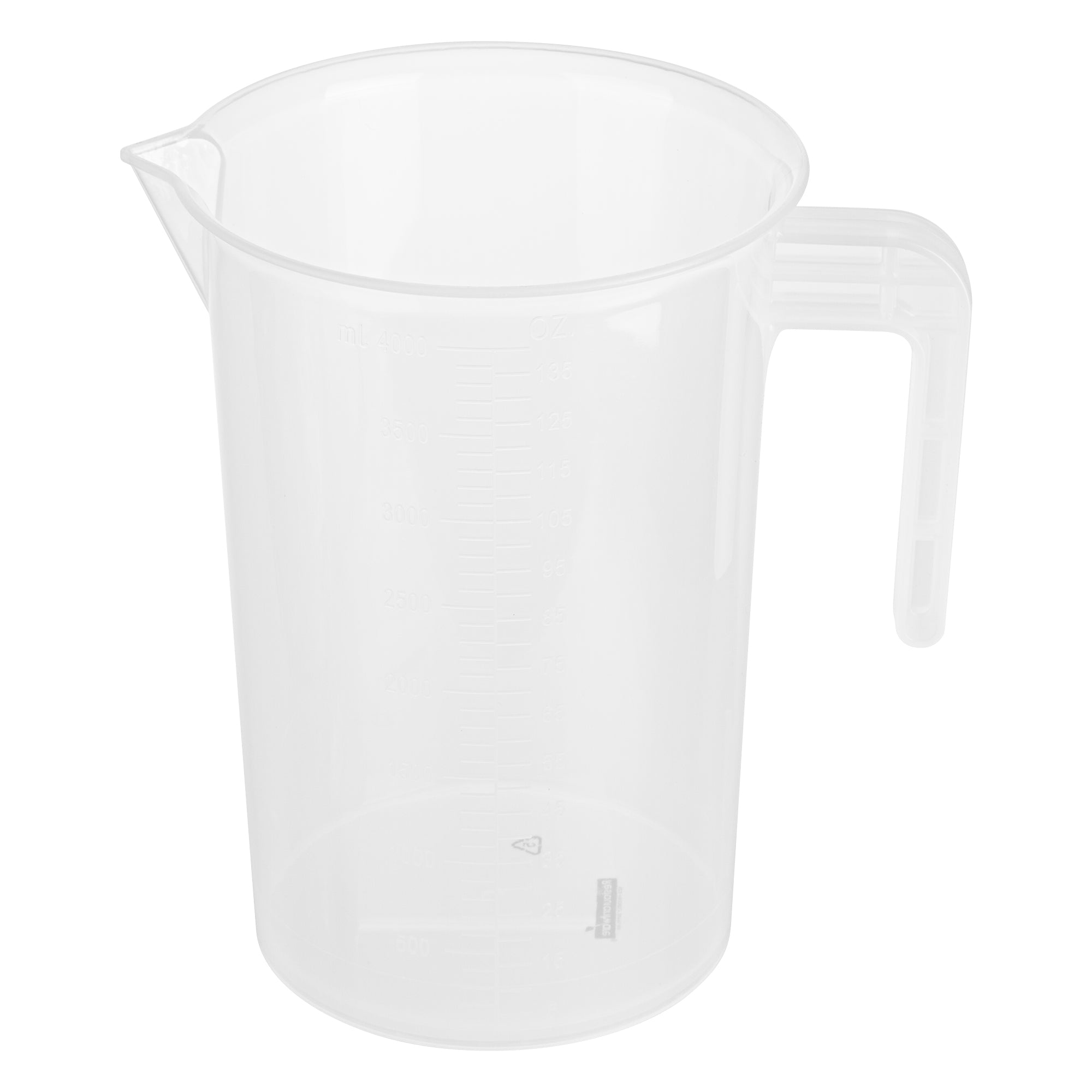 Chef 101 4 qt (16 cups) Clear Plastic Measuring Cup - 7 1/2" x 5 3/4" x 10" - 10 count box